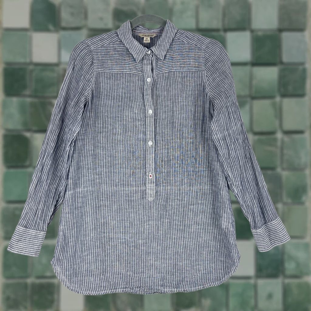Lucky Brand Lucky Brand Womens XS Blue Stripe Linen Blend Button-Up Shirt Casual Shirt XS Regular Women Blue Striped Button-Up Bohemian Linen Blend Casual Size XS / US 0-2 / IT 36-38 - 1 Thumbnail
