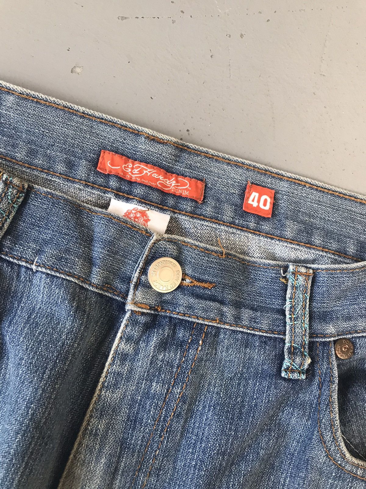 Christian Audigier × Ed Hardy × Vintage Vintage 90s Edhardy Japanese snake 🐍 embroidered denim Size US 37 - 5 Thumbnail