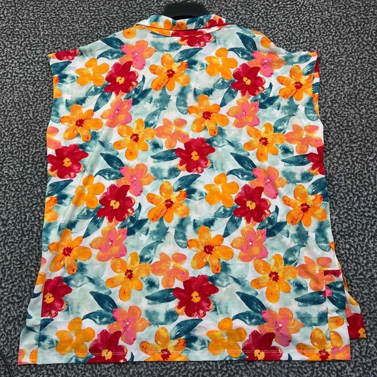 Other LulaRoe Top Women Red Orange Floral Cori Collared New 2XL Size XXL / US 16-18 / IT 52-54 - 2 Thumbnail