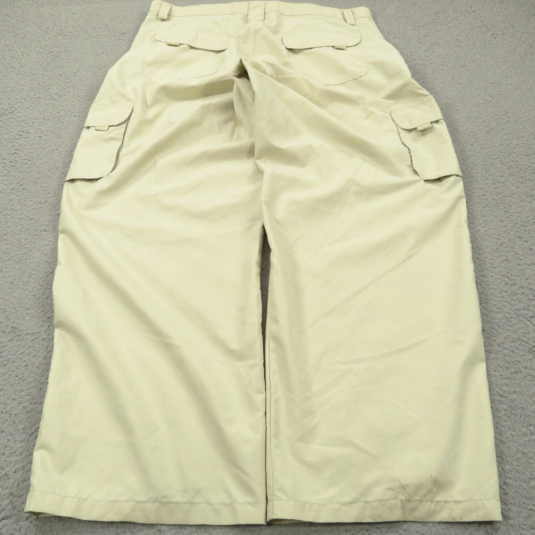 Burnside VINTAGE Baggy Cargo Pants Men 40 Y2K SKater 10" Wide-Leg Opening Grunge Raver Khaki Burnside VTG Beige Wide-Leg Cargo Pant Mens 40 Size US 40 / EU 56 - 2 Thumbnail
