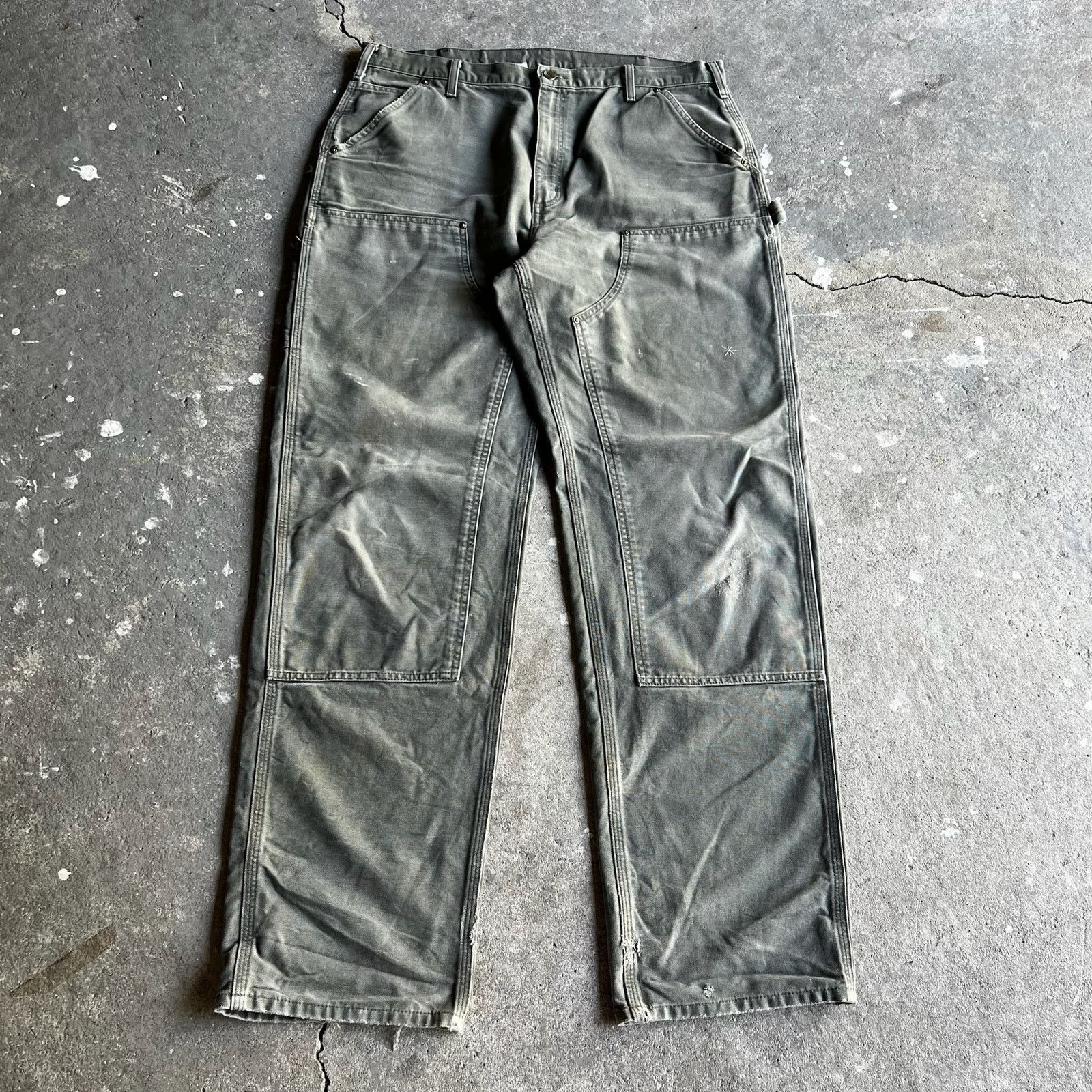 Carhartt green double knee work wear carpenter pants
