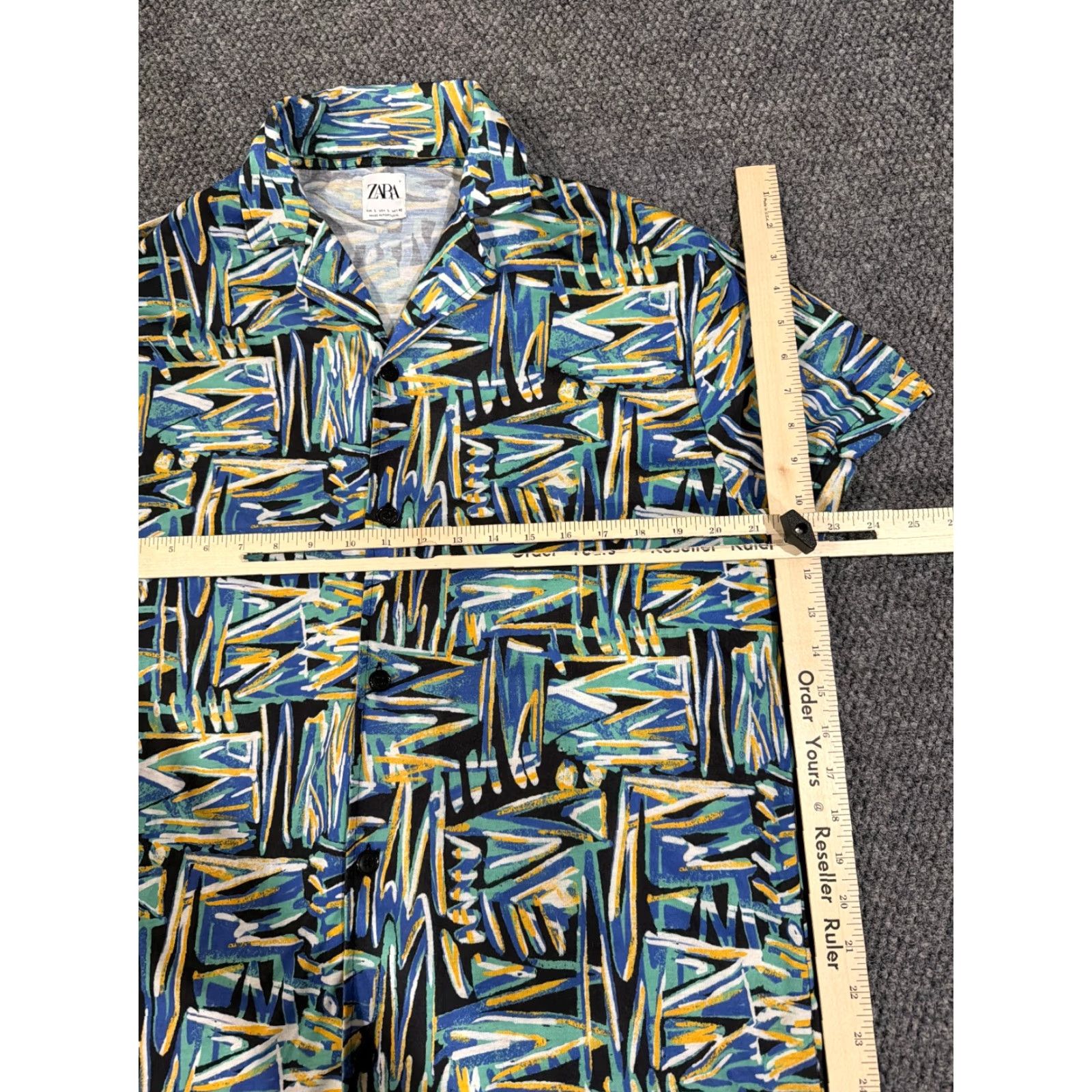 Zara Zara Shirt Mens Large Blue Green Abstract Pattern Button Up Casual Size US L / EU 52-54 / 3 - 4 Thumbnail