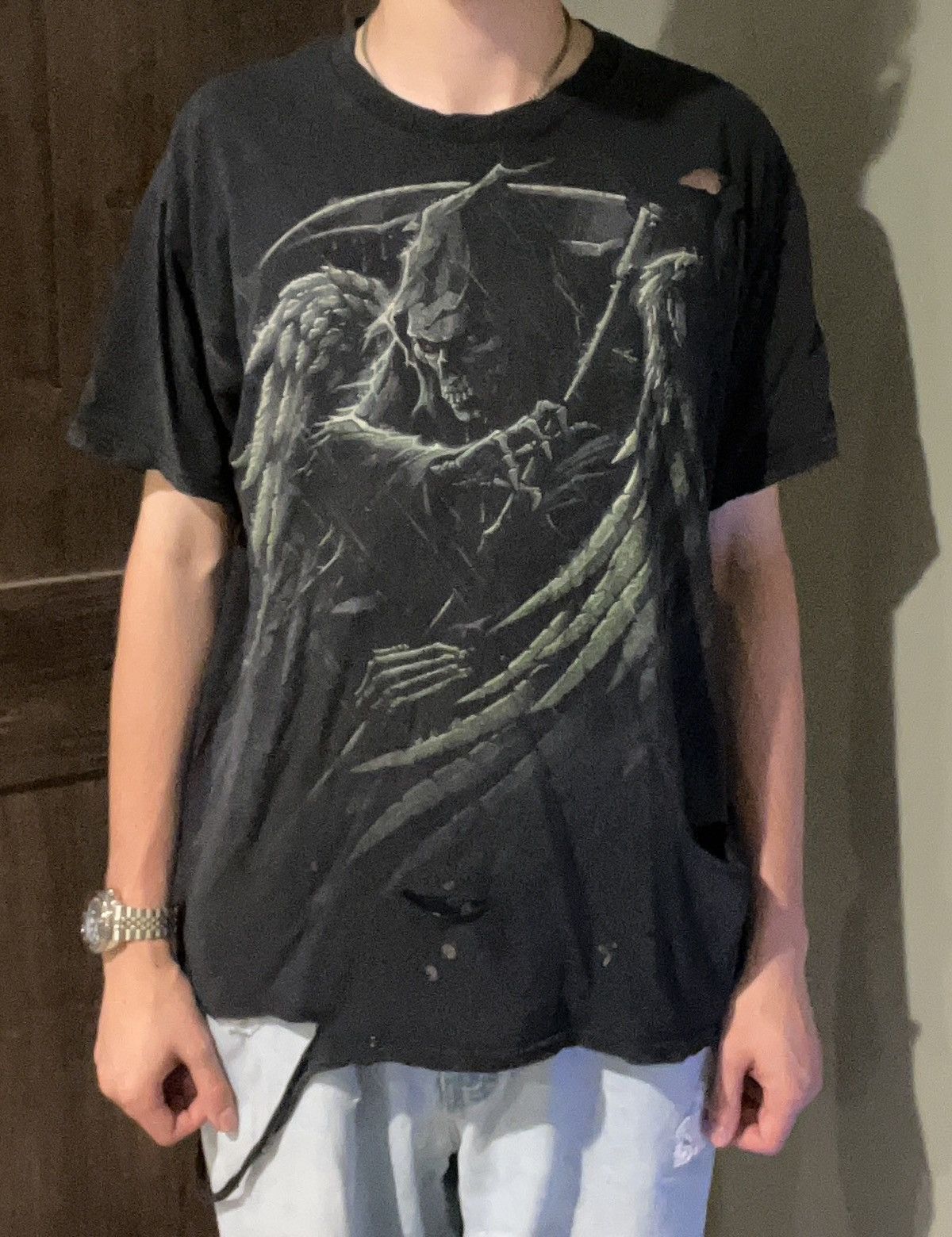 Vintage Sun Faded Thrashed Distressed Reaper Tee Size US XL / EU 56 / 4 - 1 Thumbnail