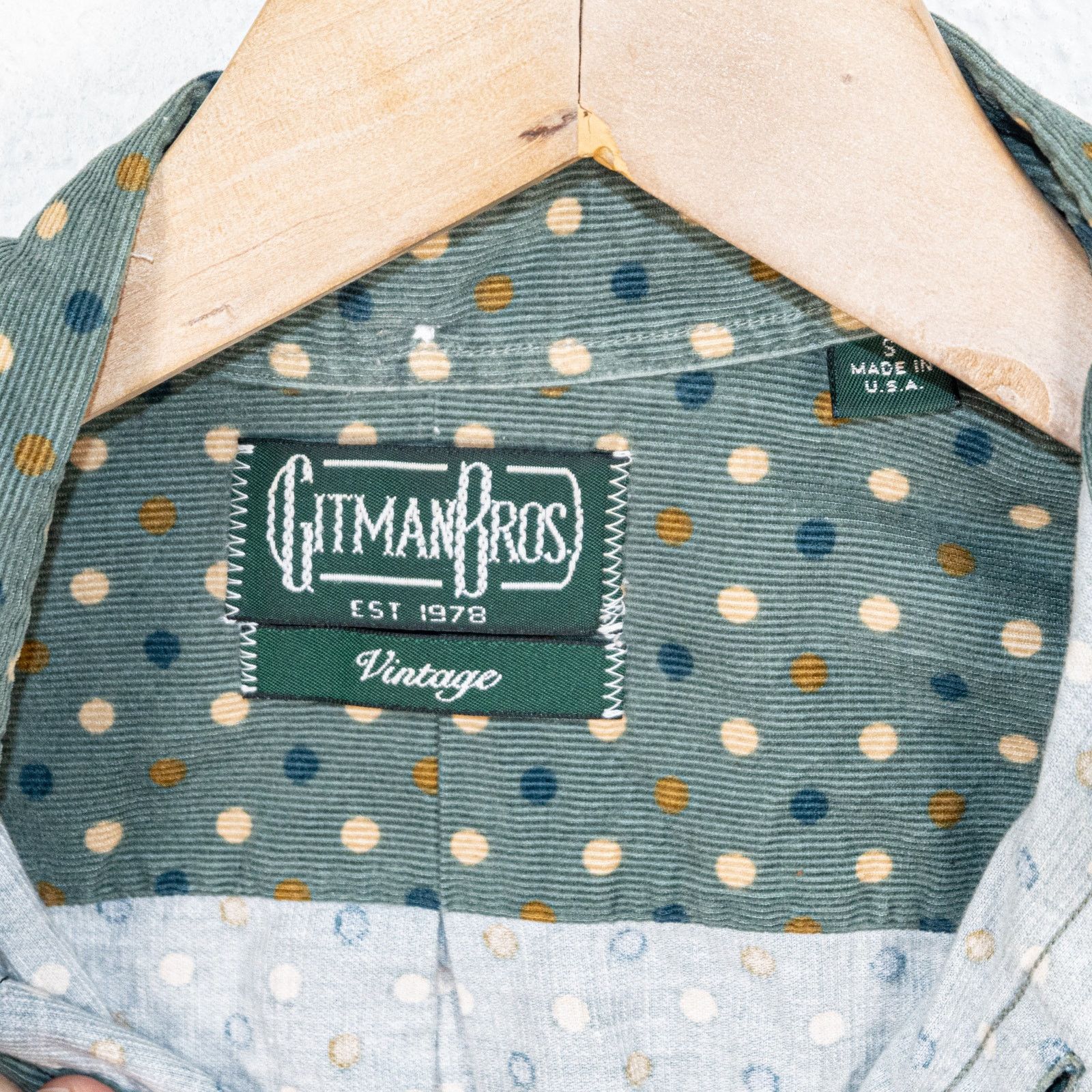Gitman Bros. Gitman Bros VINTAGE Corduroy Button Down Shirt Green Dot Size US S / EU 44-46 / 1 - 4 Thumbnail