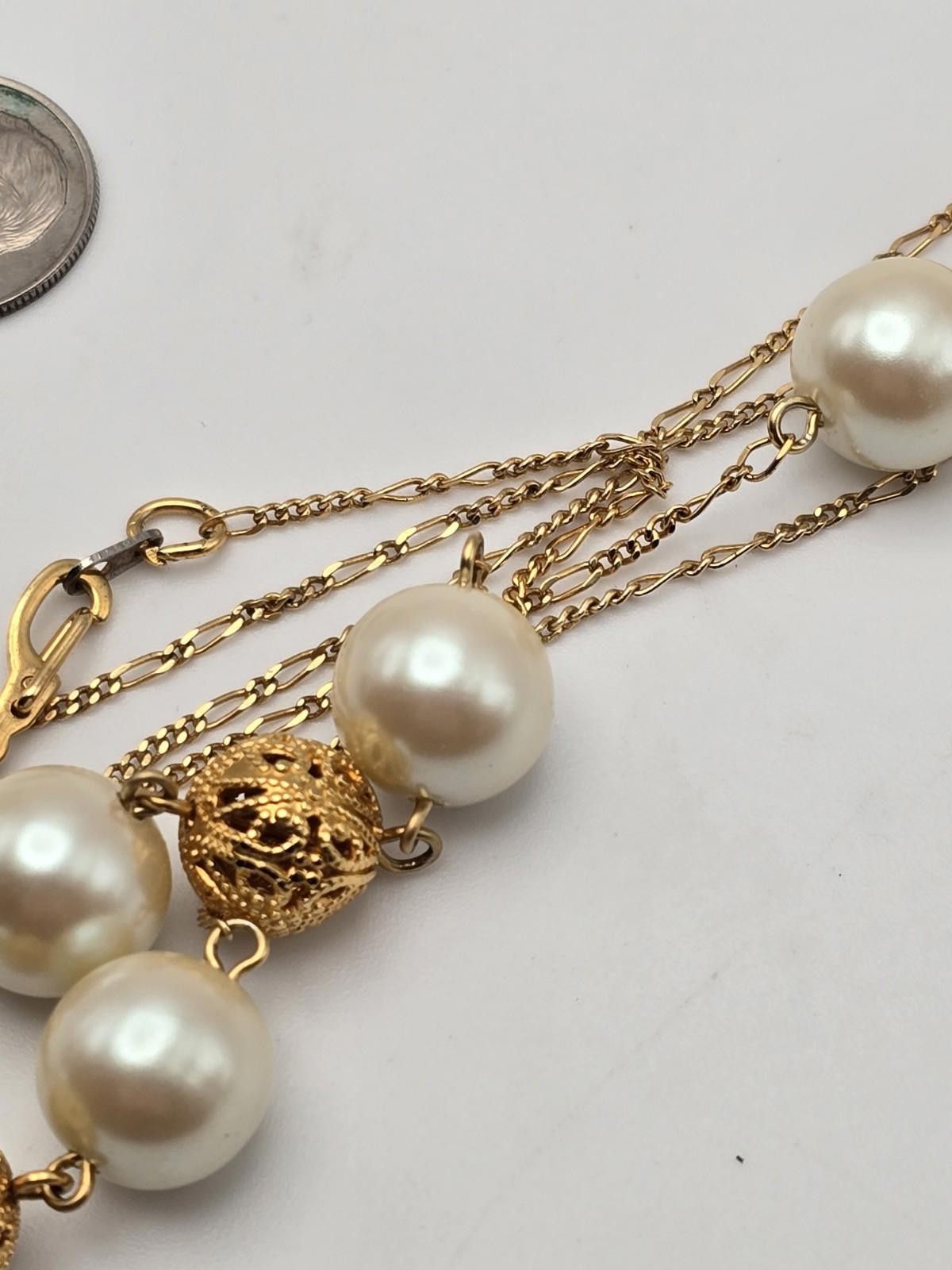 Other Vintage GJD Mexico Necklace 30" Gold Tone Filigree Pearls Size ONE SIZE - 2 Thumbnail
