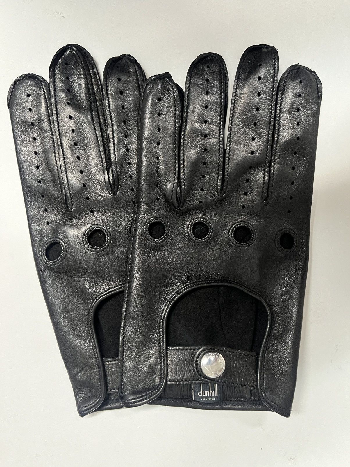 Dunhill Black Leather Driving Gloves Sz. 8.5/21R (M/L)