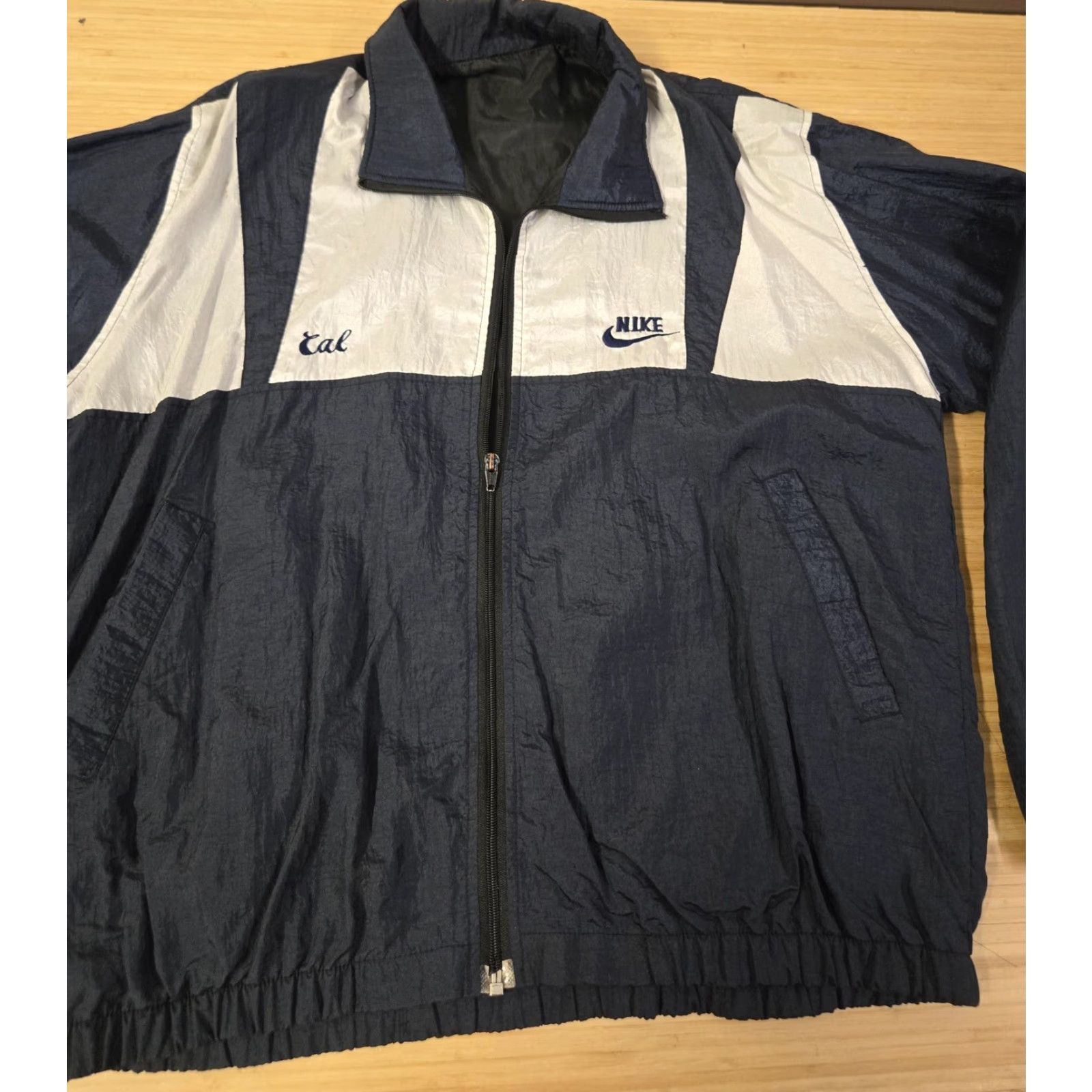 Nike VINTAGE Nike Jacket Mens Large Blue White Cal Windbreaker Full Zip 90s Athletic Size US M / EU 48-50 / 2 - 3 Thumbnail