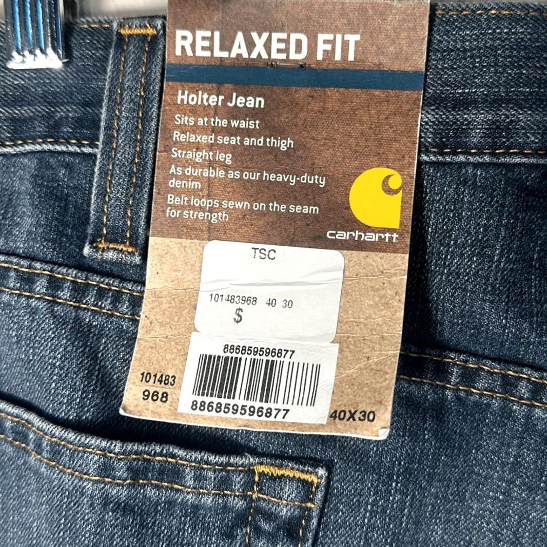 Carhartt VINTAGE Carhartt Jeans Mens Holter Relaxed Fit W40 L30 Blue 30" Inseam Mens Jeans Carhartt Relaxed Fit Jeans Blue 40W 30L Men Size US 40 / EU 56 - 5 Thumbnail