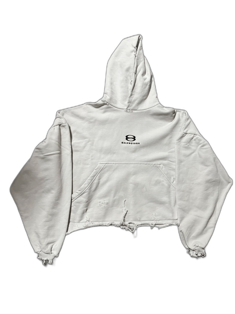 Balenciaga Balenciaga Distressed Hooded Sweatshirt with Fringe Size US M / EU 48-50 / 2 - 1 Thumbnail