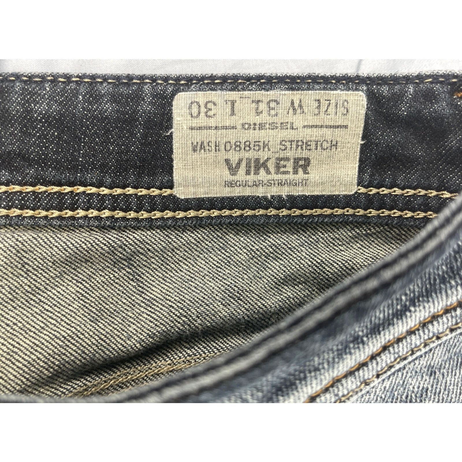 Diesel Diesel VIKER Regular Straight Jeans 31x25 Black Embroidered Denim Casual Mens Size US 31 - 3 Thumbnail