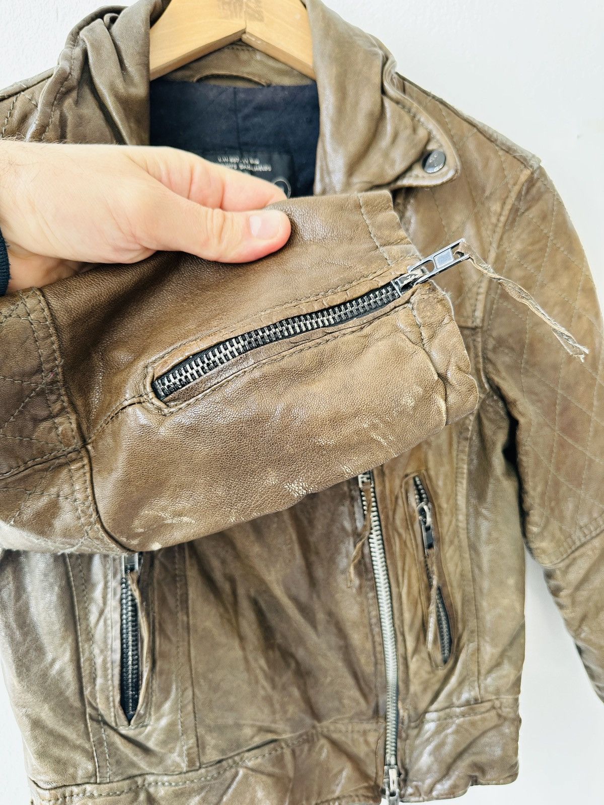 Allsaints AllSaints Spitalfields Biker Leather Jacket Brown - Size 10 Size M / US 6-8 / IT 42-44 - 9 Thumbnail