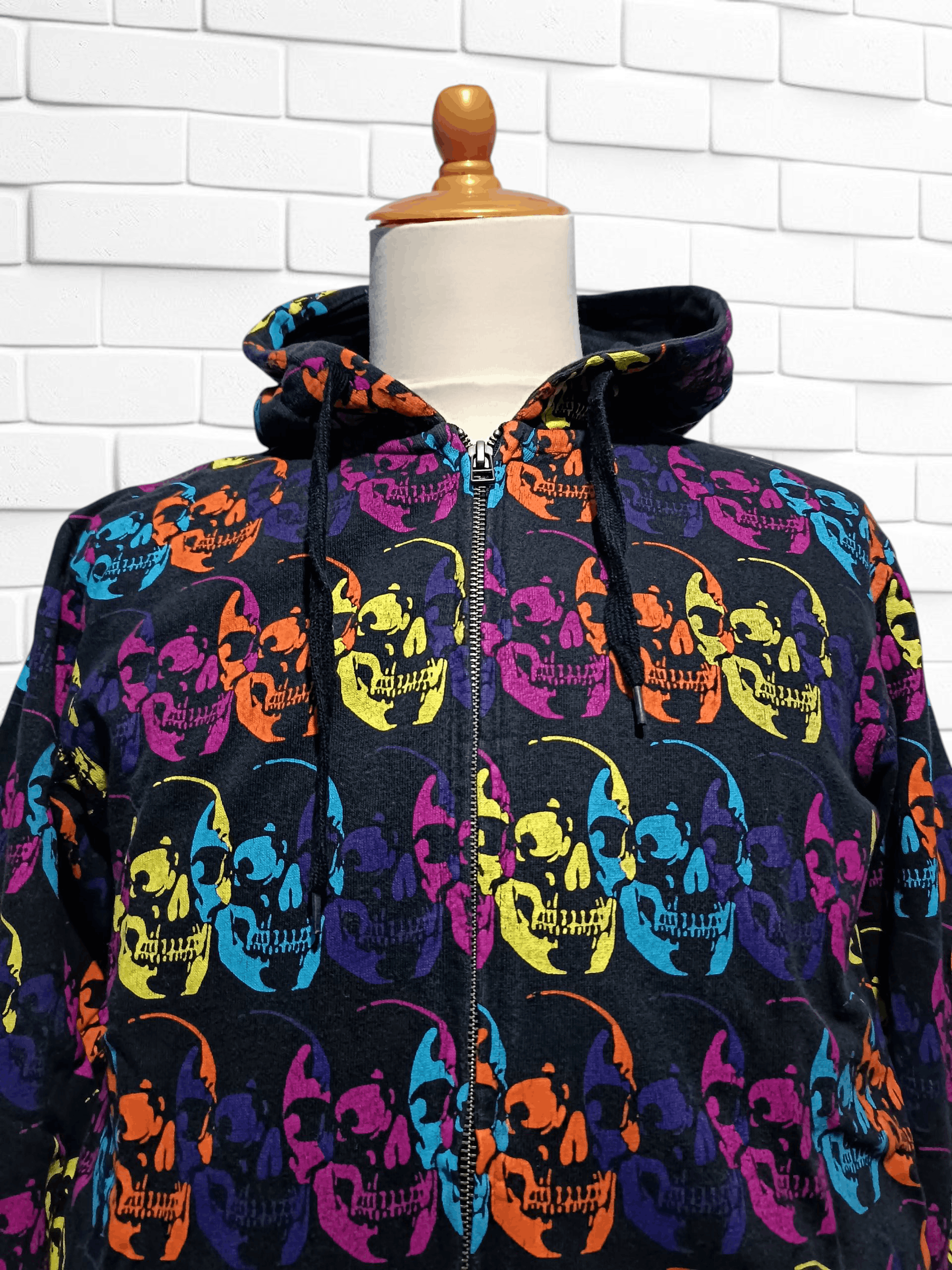 Japanese Brand Vintage Skull All Over Print Hoodie Size US M / EU 48-50 / 2 - 2 Thumbnail