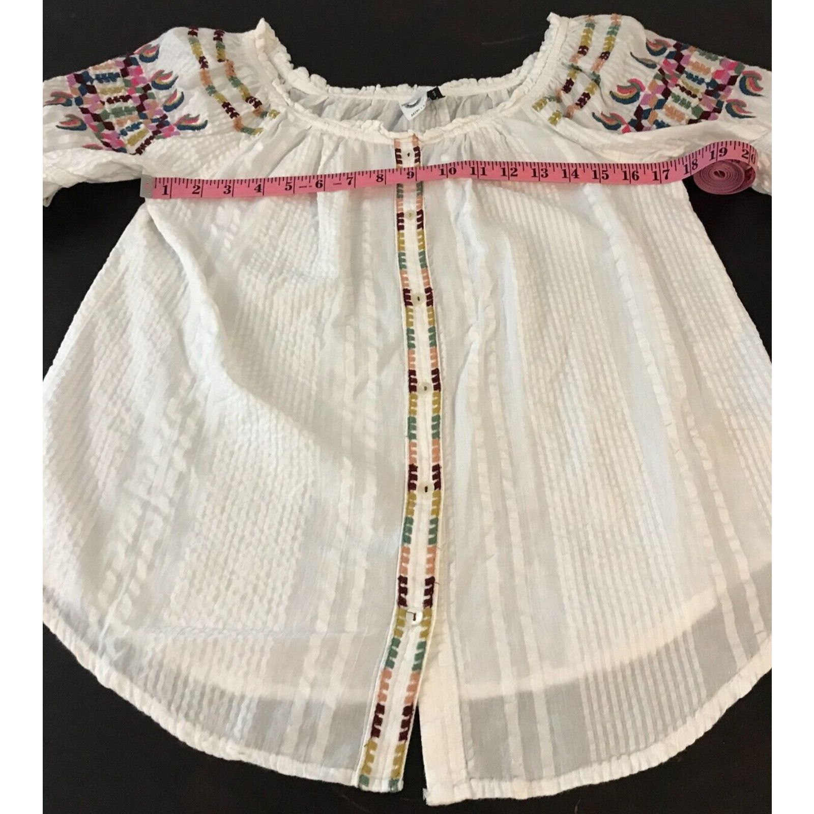 Anthropologie Anthropologie Akemi+Kin Pajaro S/S Embroidered Blouse Size XS / US 0-2 / IT 36-38 - 5 Thumbnail