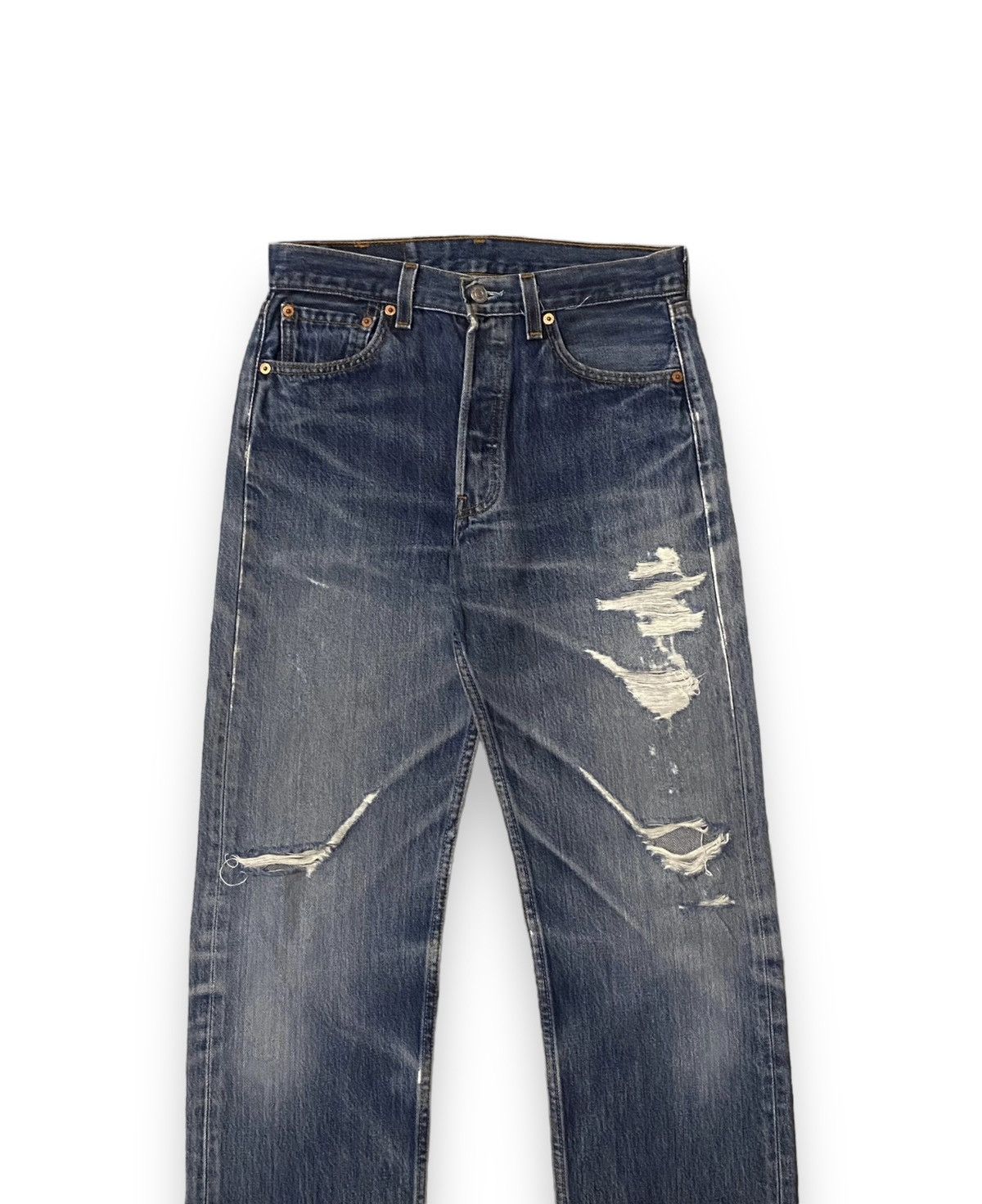 Levi's Levis 501 555 Distressed Light Washed Honeycomb Button Fly Size US 28 / EU 44 - 4 Thumbnail