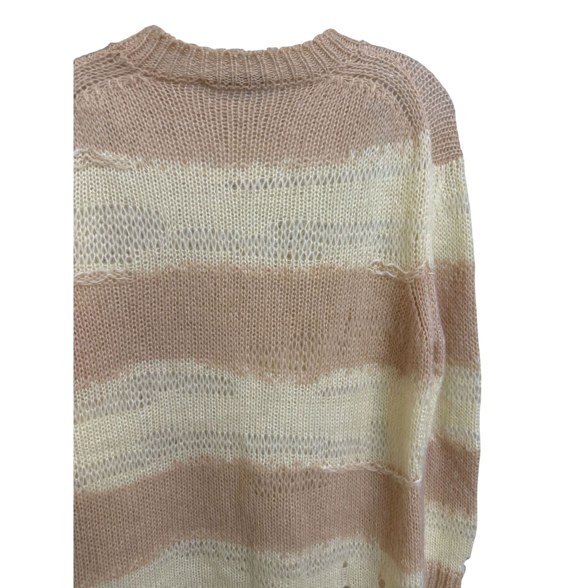 Acne Studios Distressed Knit Beige & Cream Stripe Sweater XXS By Acne Stu Size XXS / US 00 / IT 34 - 9 Thumbnail