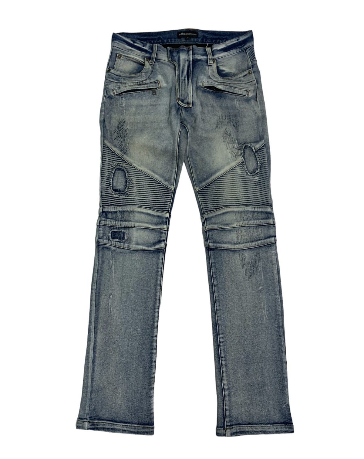 image of Biker Denim x In The Attic In The Attic Homme Biker Jeans in Blue Distressed (Size 31)