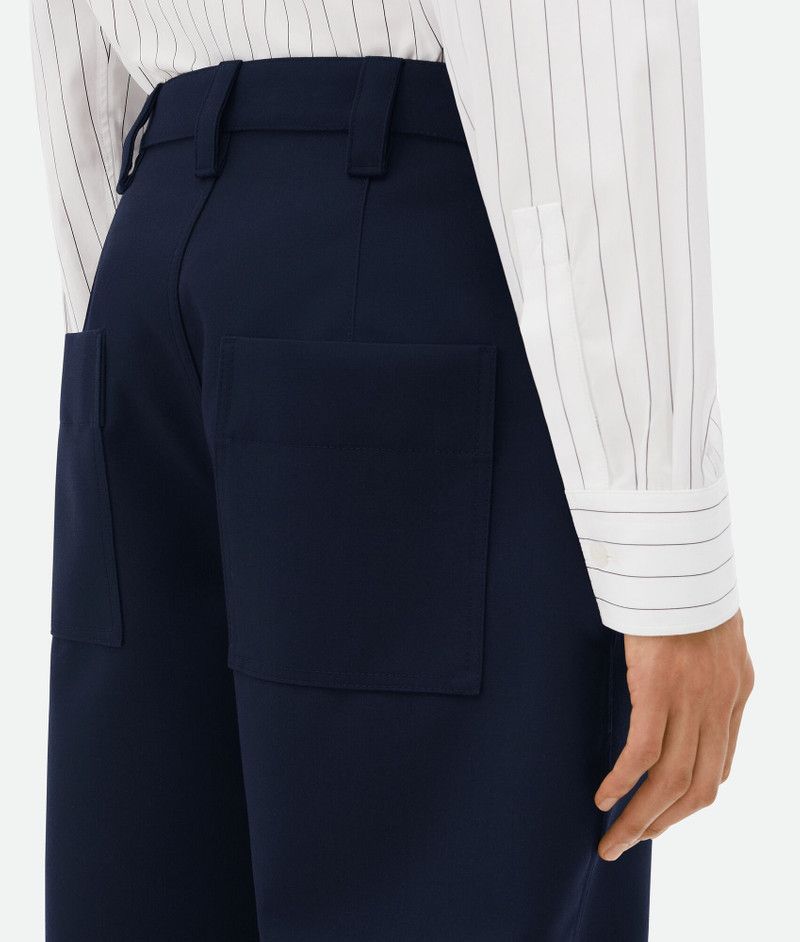Bottega Veneta o1bcso1str0526 Bonded Wool And Cotton Tapered Pants in Navy Size US 38 / EU 54 - 5 Thumbnail