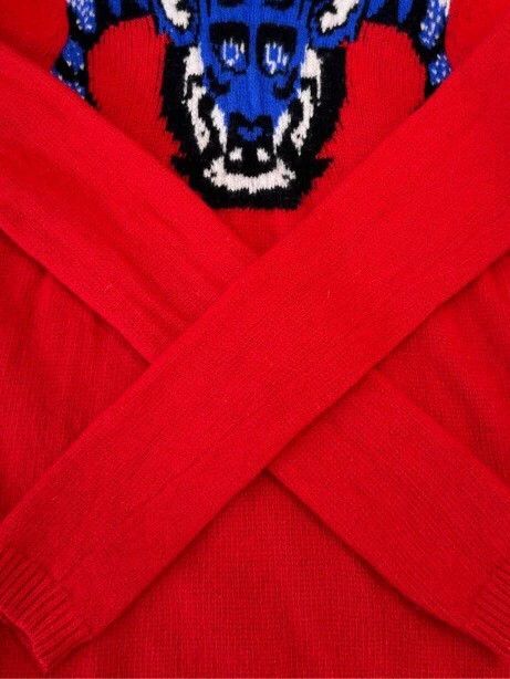 Gucci Gucci Tiger pattern inlaid round neck color-blocked wool l Size US XXS / EU 40 - 6 Thumbnail