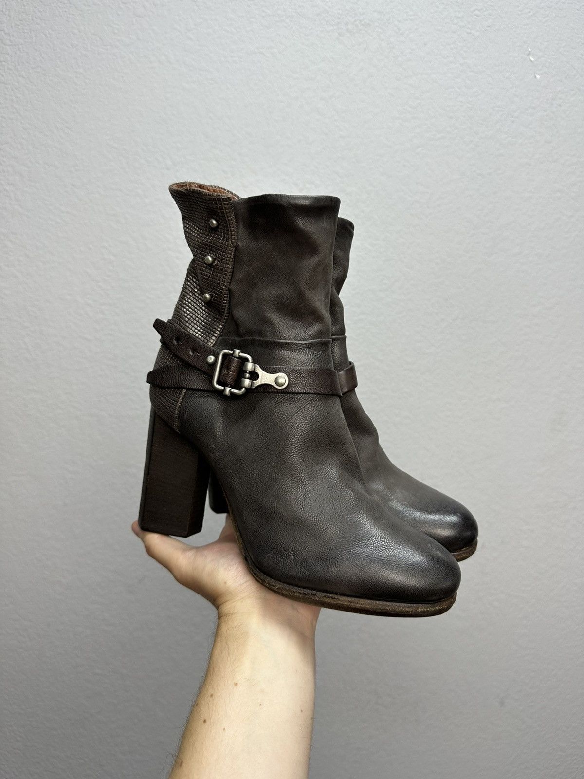 A.S.98 Vintage AS 98 Rick Owens Style Zip Ankle Leather Biker Boots Size US 9 / IT 39 - 1 Thumbnail