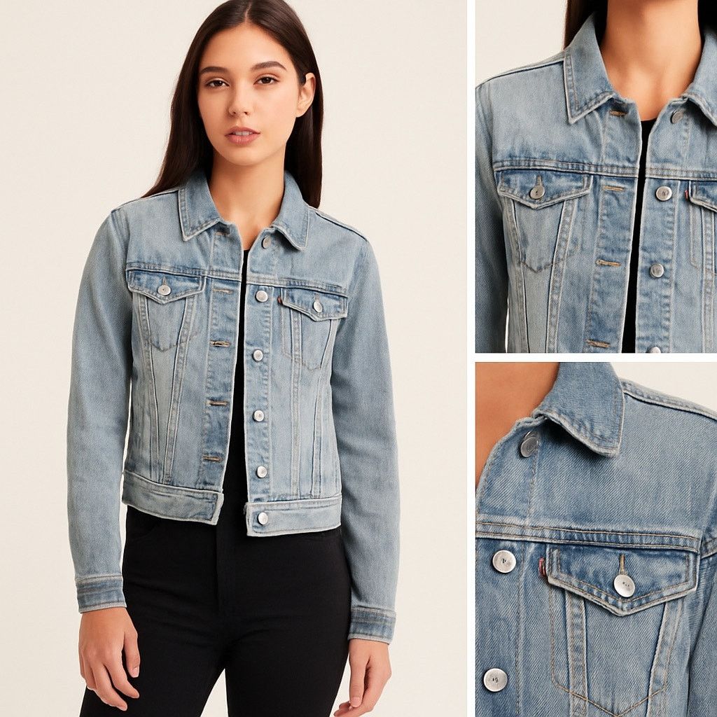 Levi's Levi’s XS Light Wash Distressed Denim Trucker Jacket Size XS / US 0-2 / IT 36-38 - 1 Thumbnail