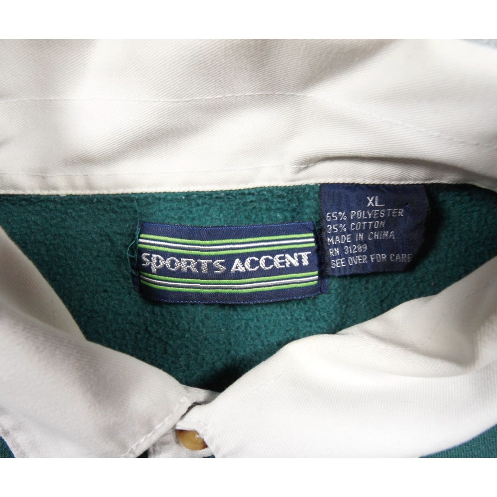 Vintage VINTAGE Sports Accent Sweatshirt Mens XL Green Striped Long Sleeve Rugby Pullover Shirt Size US XL / EU 56 / 4 - 6 Thumbnail