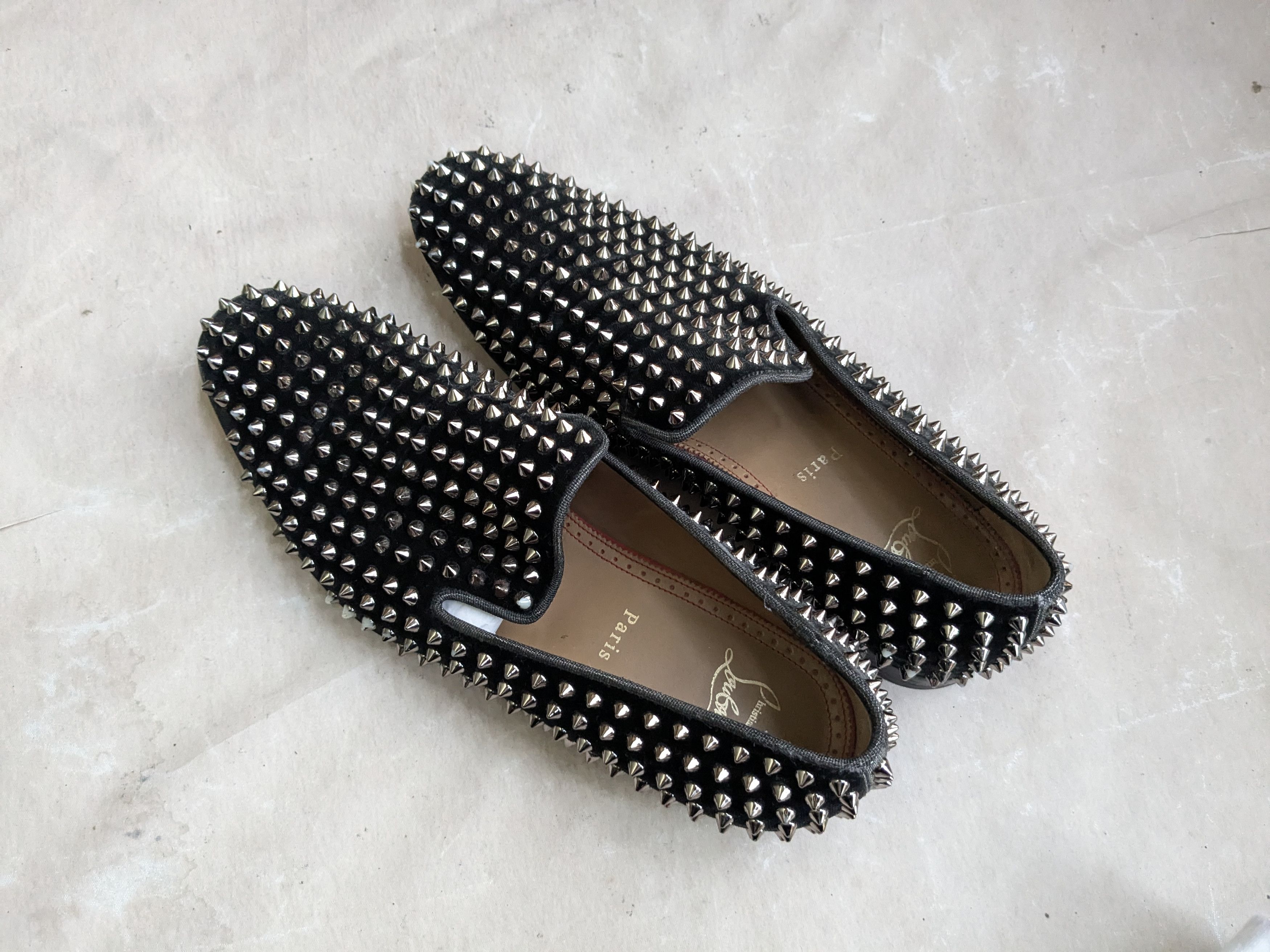 Christian Louboutin Christian Louboutin Spike Loafers Black Velvet 9.5 42.5 Size US 9.5 / EU 42-43 - 15 Thumbnail