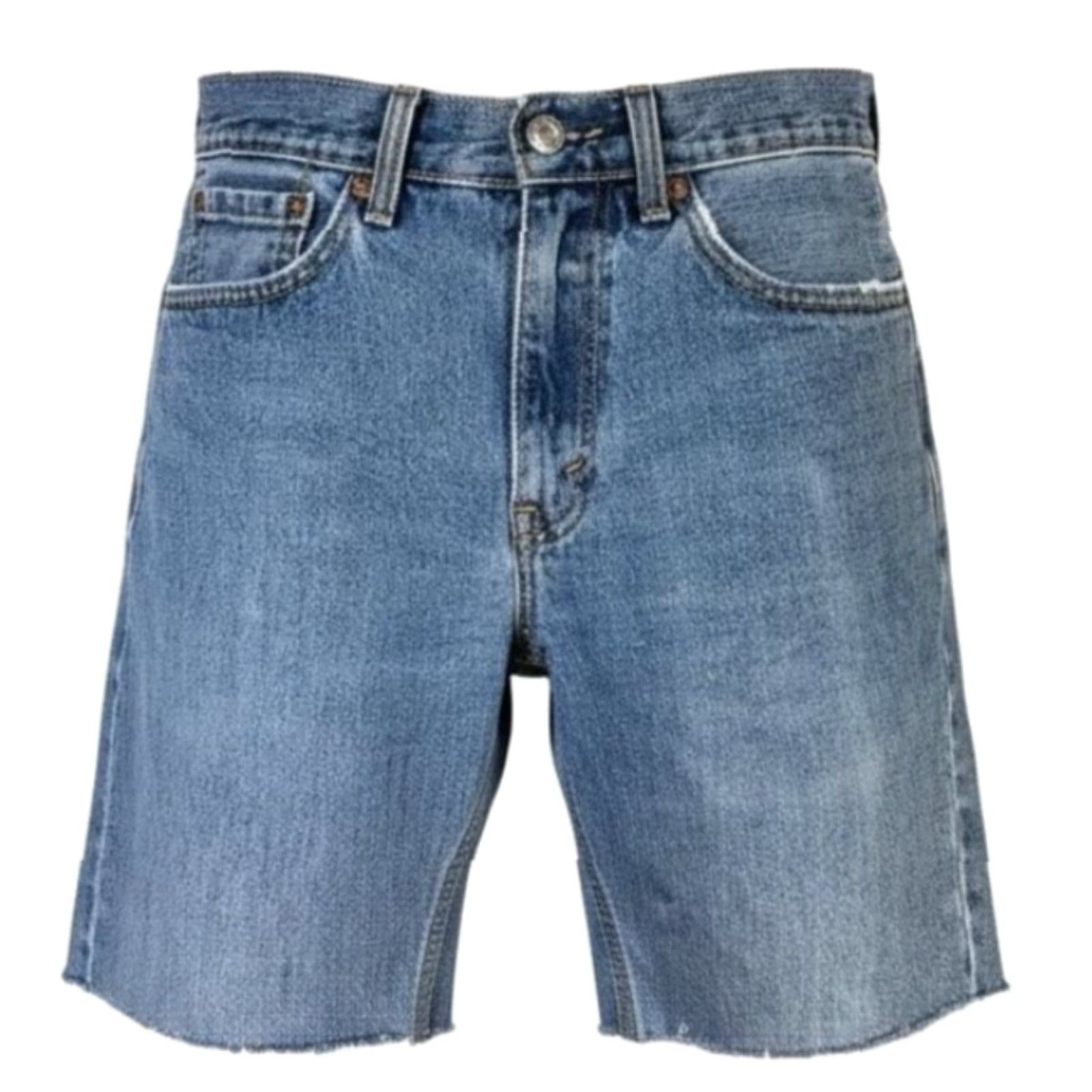 Levi's Levi's 505 Denim Shorts Bermuda Mens 29 Blue Cutoff Raw Hem Distressed 8 Inseam Jeans Shorts Size US 29 - 2 Thumbnail