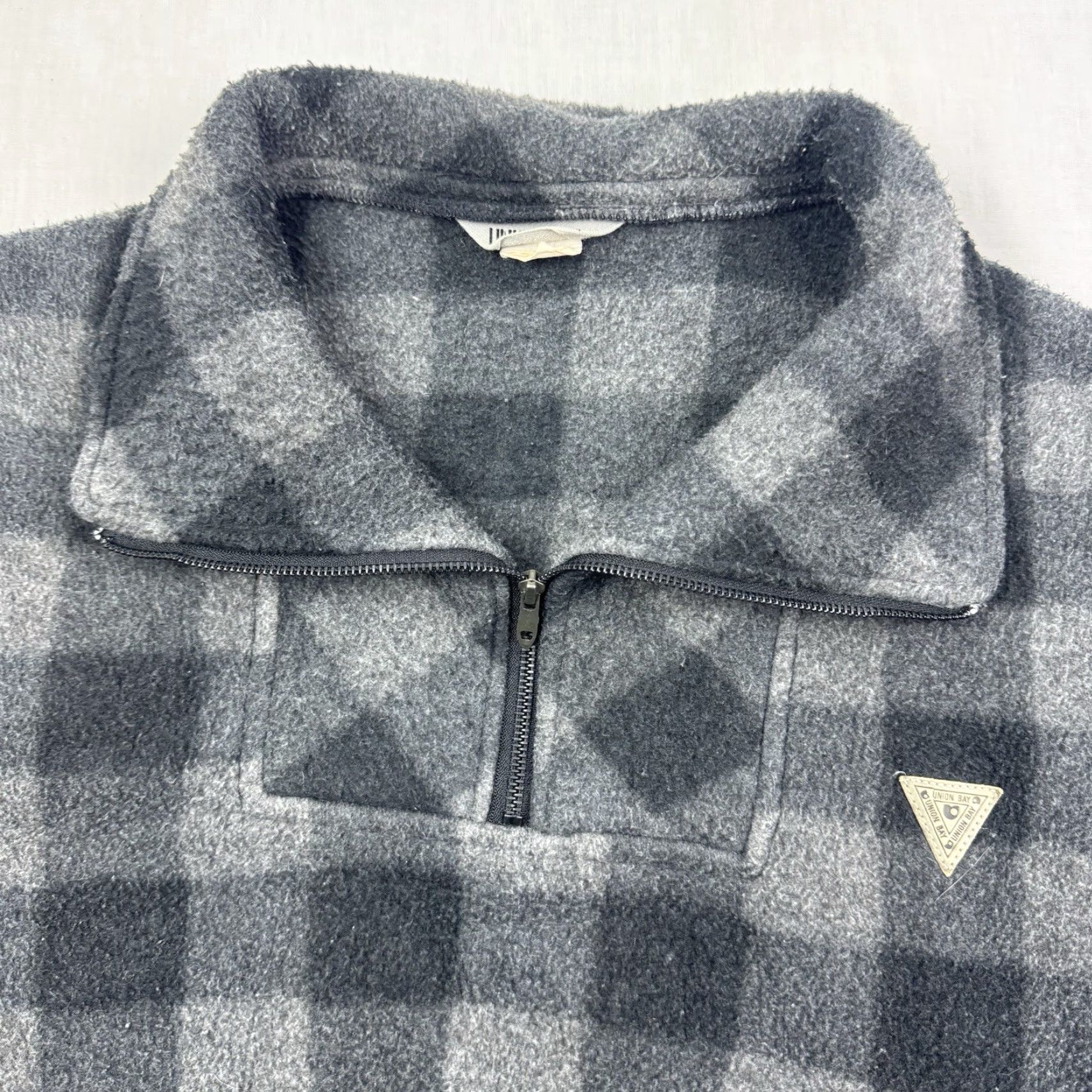 Vintage VINTAGE UNIONBAY Fleece Jacket Quarter Zip Adult Medium Plaid Hipster 80s Mens Jacket Size US M / EU 48-50 / 2 - 2 Thumbnail