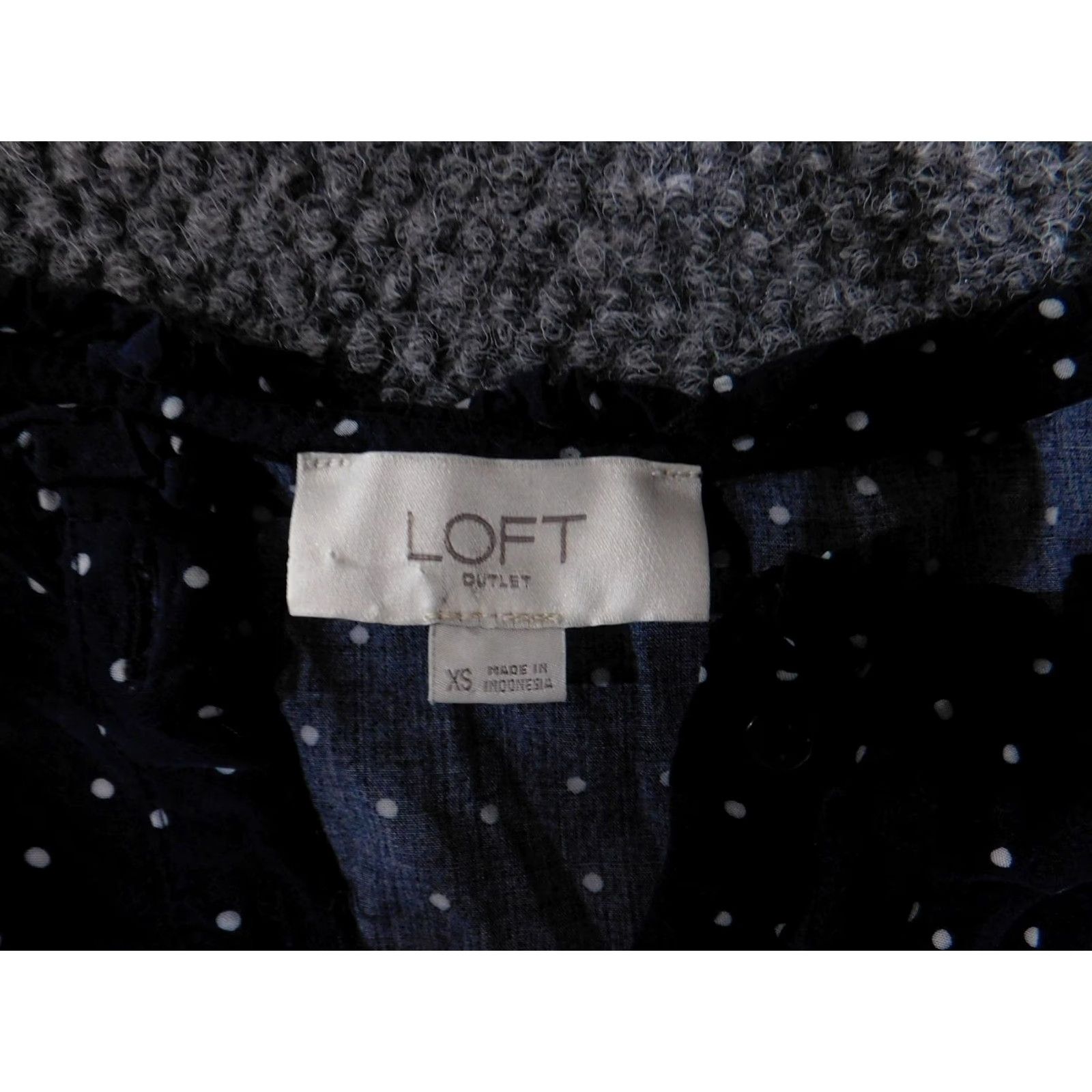 Loft LOFT Blouse Womens XS Blue Polka Dot 100% Cotton Henley Long Sleeve Basic Top Size XS / US 0-2 / IT 36-38 - 4 Thumbnail