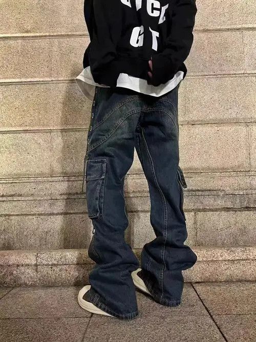 Japanese Brand × Jean Vintage multi-pocket straight-leg cargo baggy jeans Size US 32 / EU 48 - 3 Thumbnail