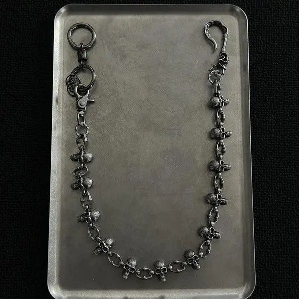 Jewelry Silver Skull Chain Wallet Keychain, Gothic Pants Chain Size ONE SIZE - 1 Thumbnail