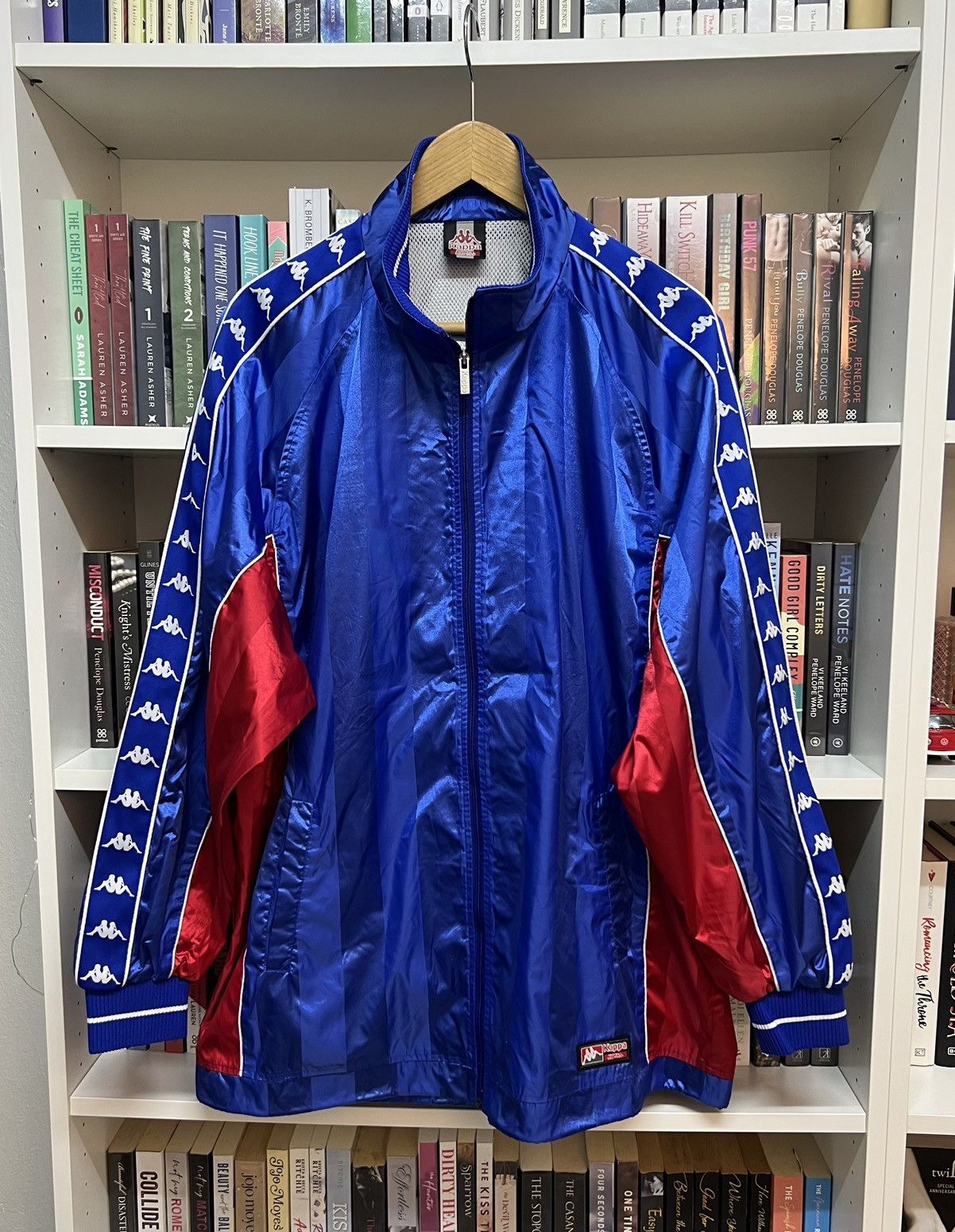 Kappa navy track jacket best sale