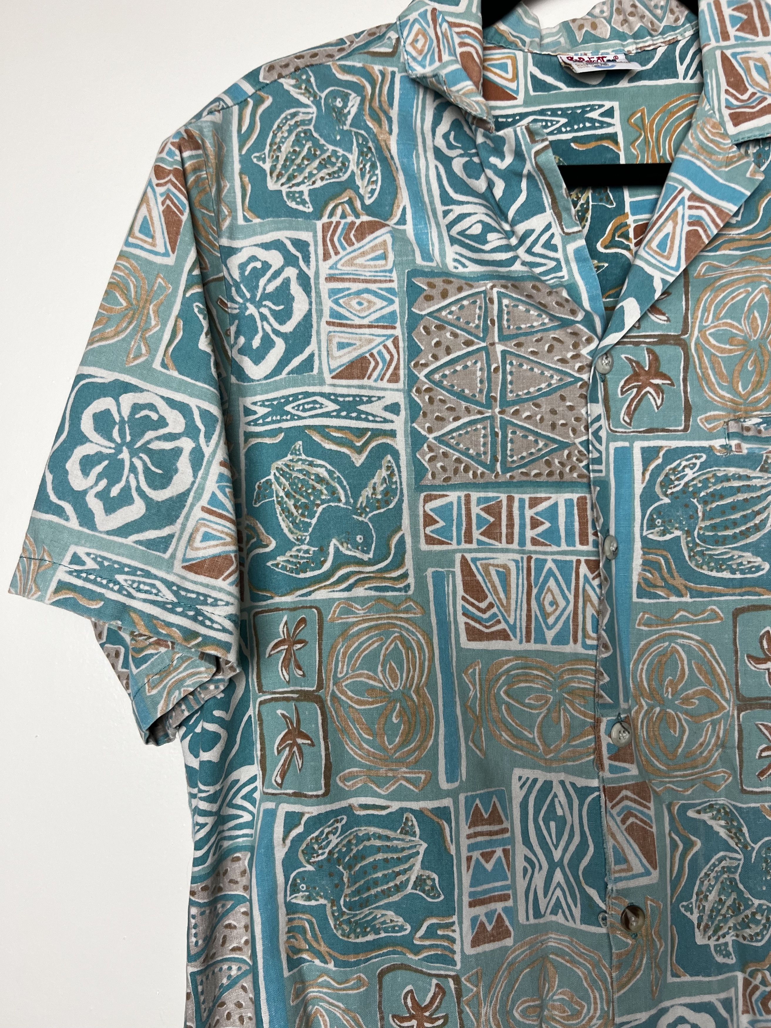 Vintage Vntg 70s Hawaiian Aloha Shirt: Barefoot in Paradise Abstract Size US L / EU 52-54 / 3 - 3 Thumbnail