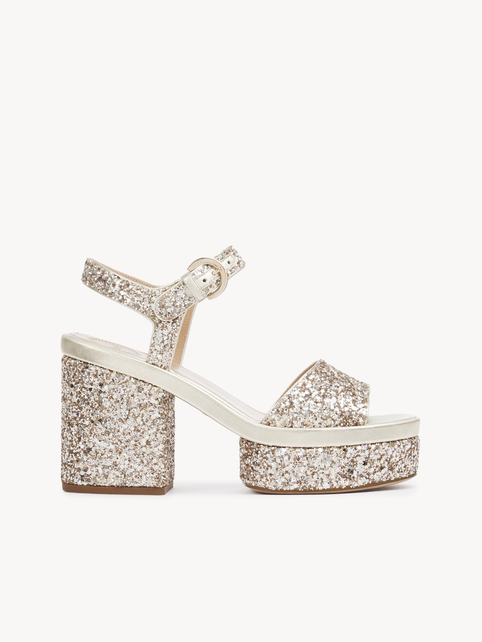 Chloe o1loc1c0325 CHC23 Odina Sandals in Glittery Beige Size US 11 / IT 41 - 1 Thumbnail