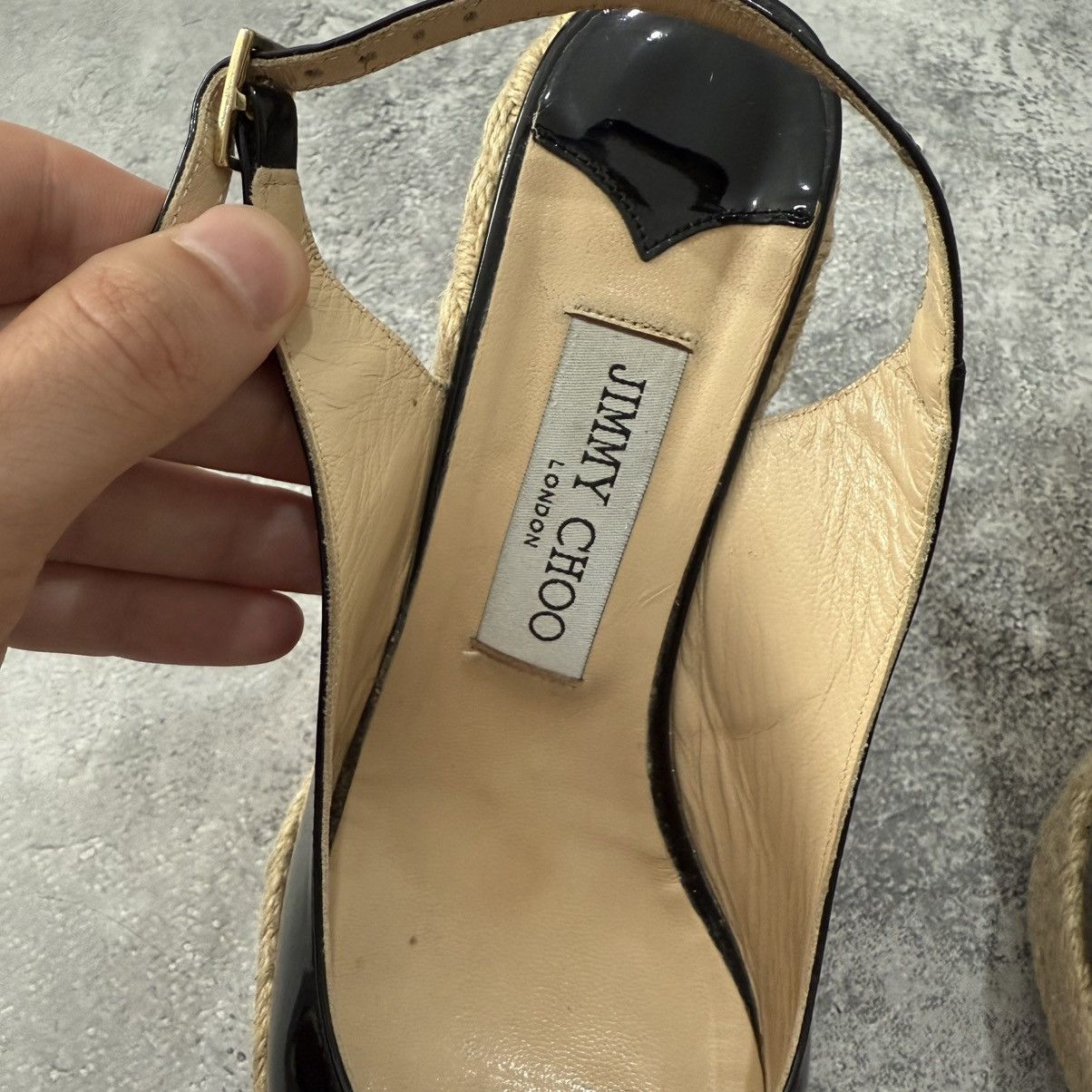 Jimmy Choo Jimmy Choo Polar Patent Platform Espadrille Heel Sandals Size US 7.5 / IT 37.5 - 13 Thumbnail