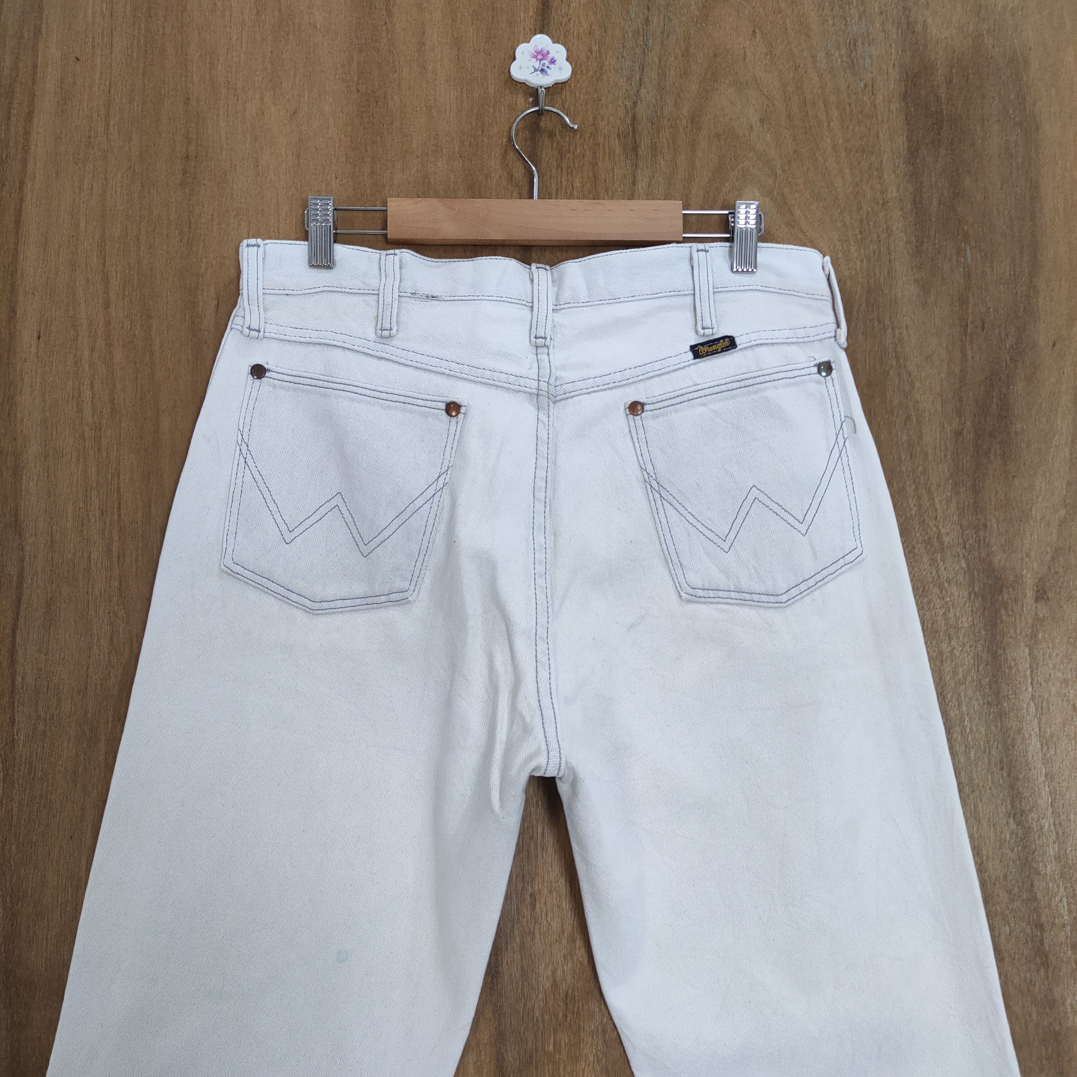 Other VINTAGE WRANGLER FADED WHITE DENIM JEAN PANTS Size US 32 / EU 48 - 7 Thumbnail