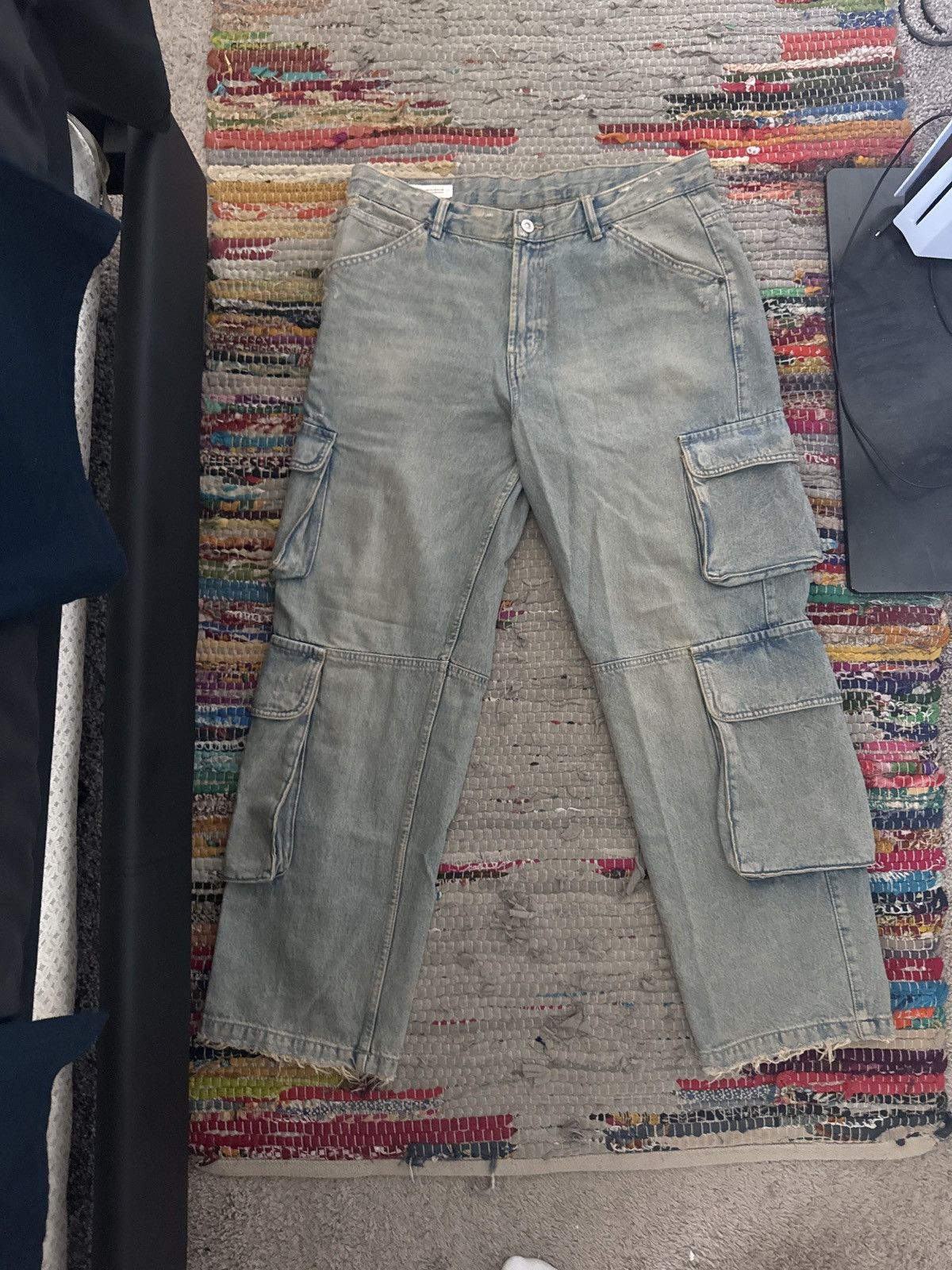 Zara Zara Blue Cargo Baggy Denim Size US 34 / EU 50 - 1 Thumbnail