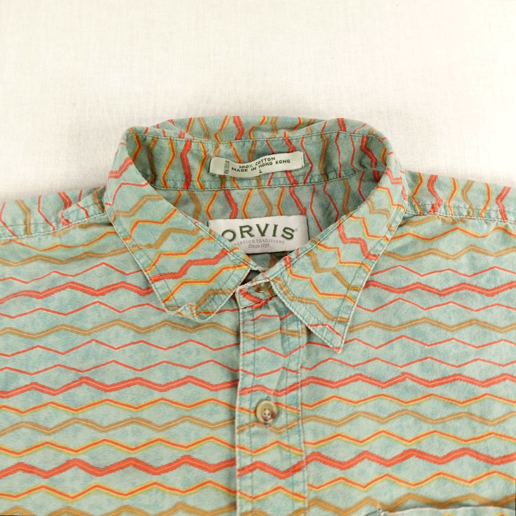 Orvis VINTAGE Orvis Shirt Men L Green Red Geometric Button Up Fishing Camping Work Size US L / EU 52-54 / 3 - 2 Thumbnail