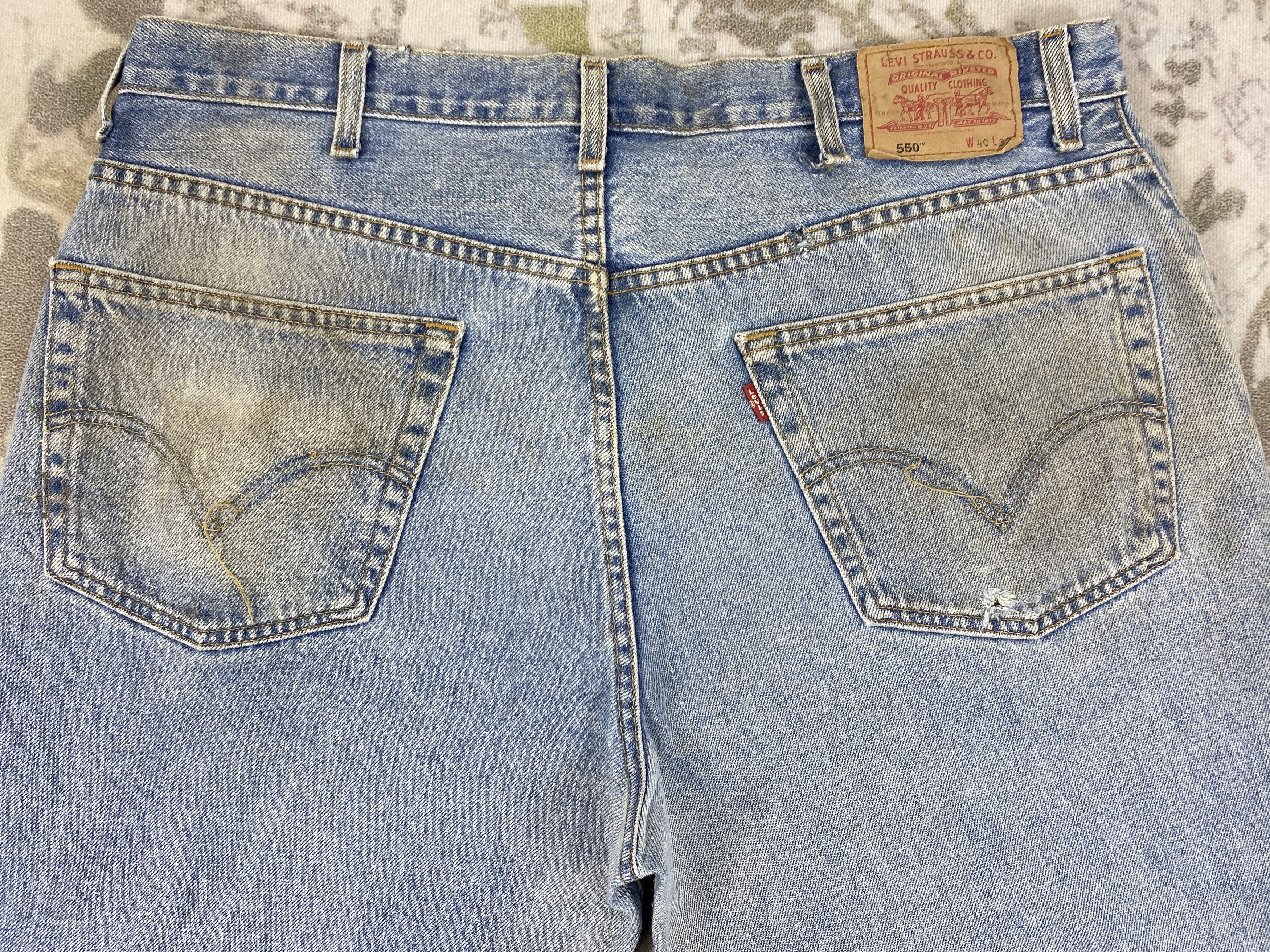 Japanese Brand Dirty Used Blue Vintage Levi's 550 41x31.5 Denim -JN1895 Size US 41 - 4 Thumbnail