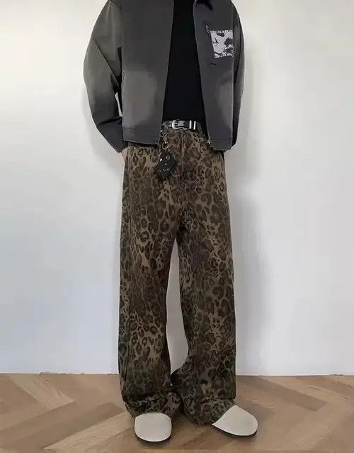 Japanese Brand × Jean Vintage Brown Leopard Print Straight Leg Jeans Size US 32 / EU 48 - 3 Thumbnail