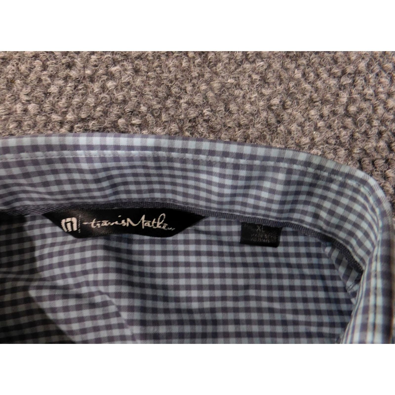 TravisMathew Travis Mathew Shirt Mens XL Blue White Checkered Button Up Short Sleeve Size US XL / EU 56 / 4 - 7 Thumbnail