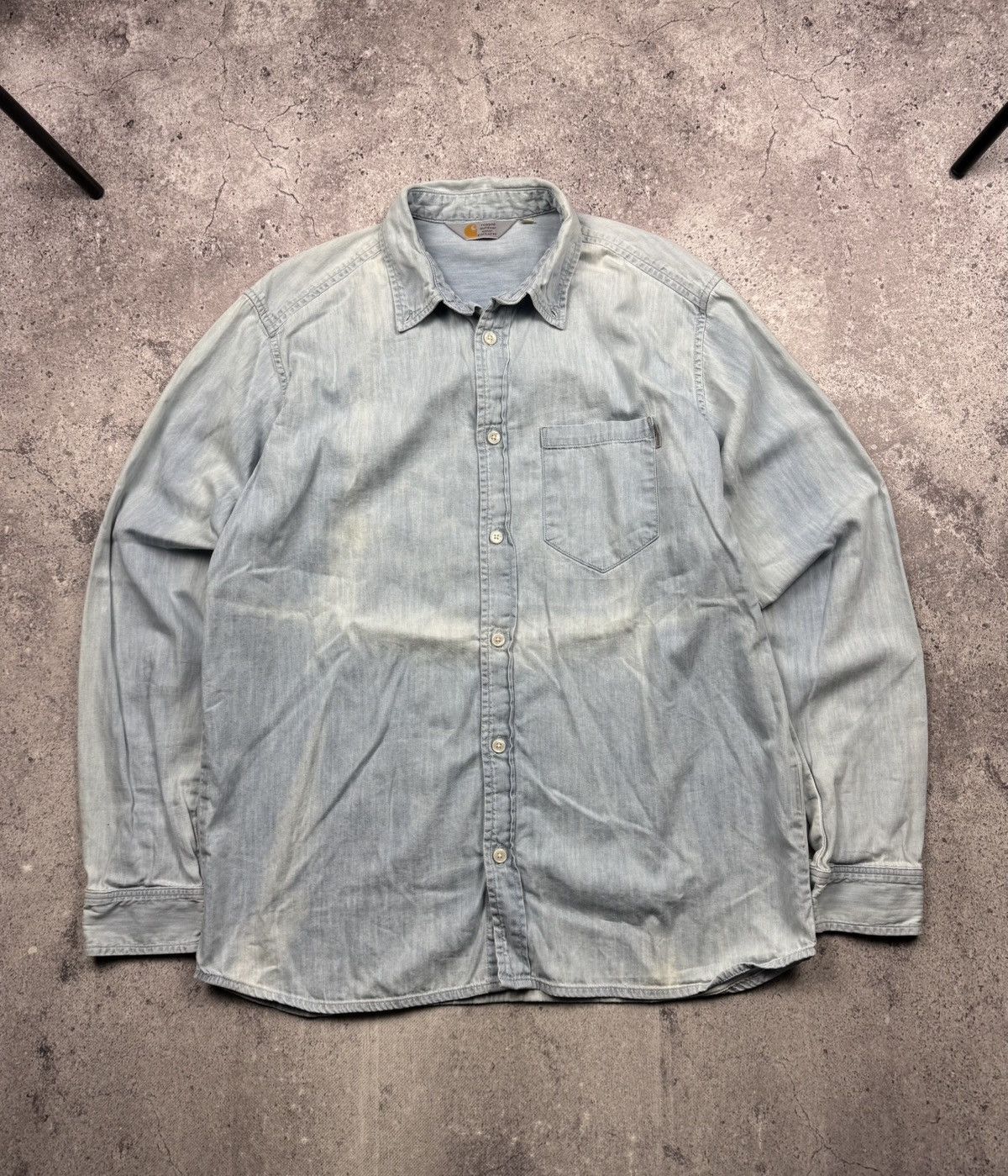 Carhartt Vintage Carhartt Y2K Distressed Faded Denim Shirt Japanesse Size US L / EU 52-54 / 3 - 1 Thumbnail