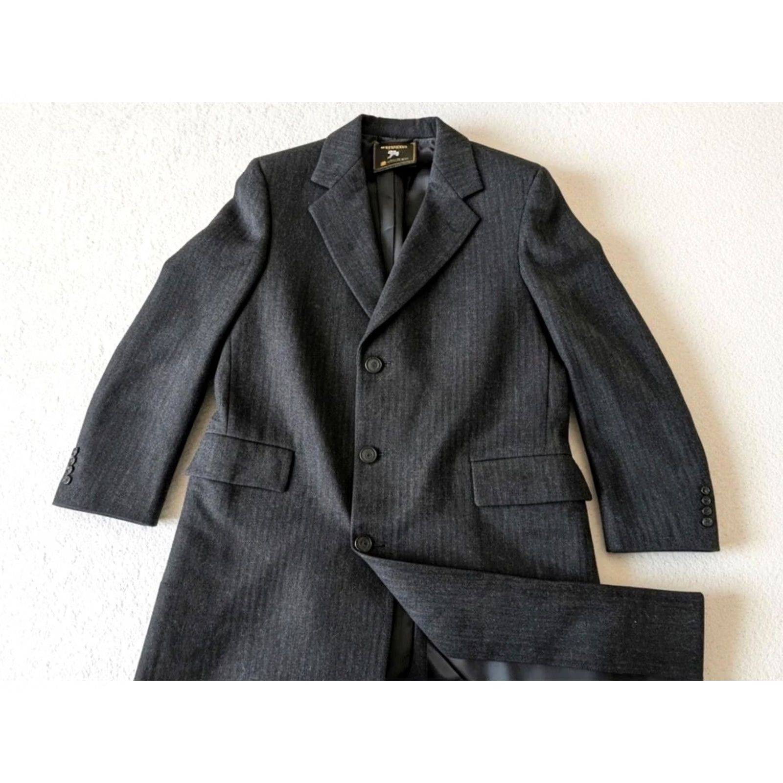 Hart Schaffner Marx VINTAGE Hart Schaffner Marx Overcoat Wool Tweed Herringbone Blue 44 Long Coat Wool USA Made Mens Size US L / EU 52-54 / 3 - 2 Thumbnail