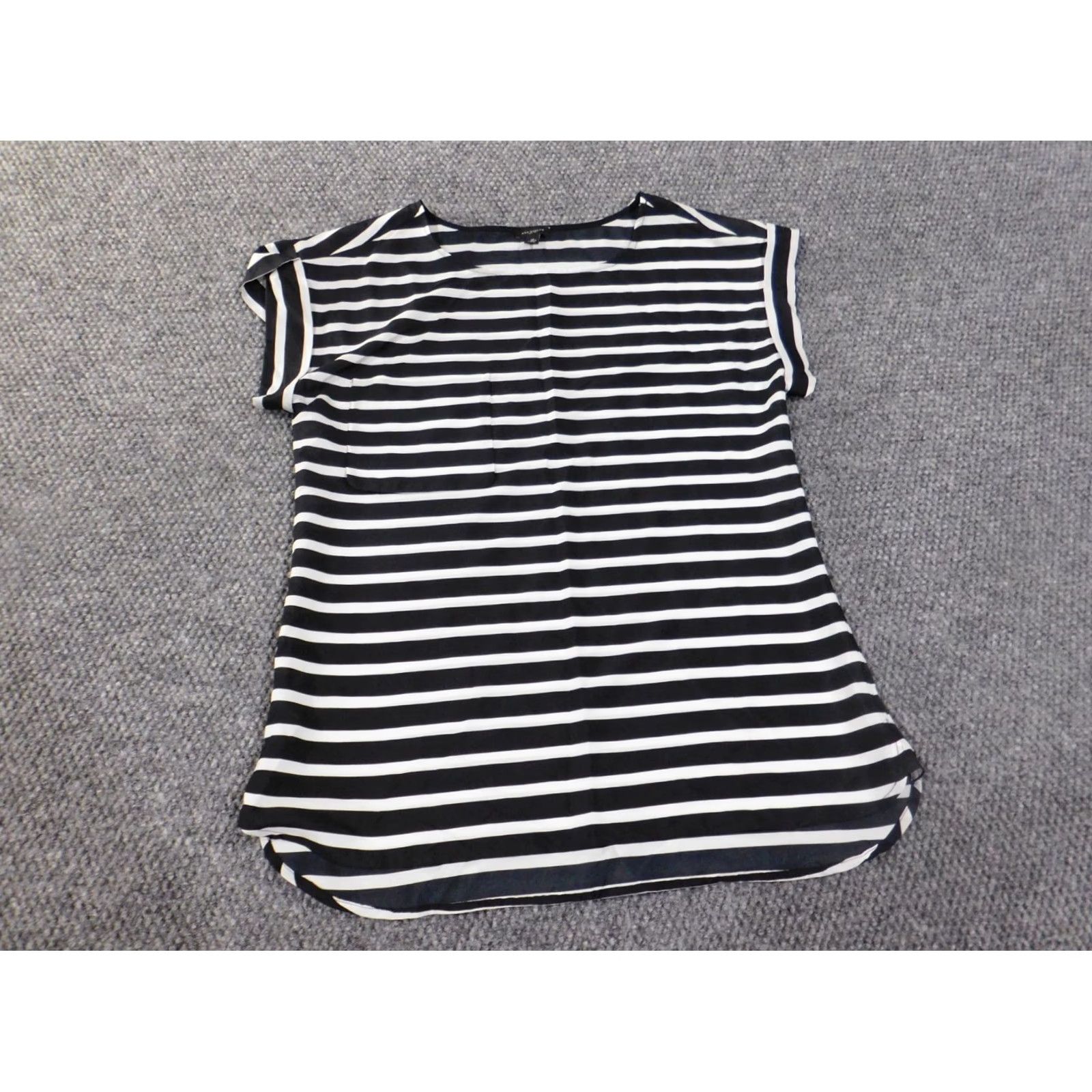 Vintage Ann Taylor top M black striped woven pullover blouse womens Polyester Size M / US 6-8 / IT 42-44 - 4 Thumbnail