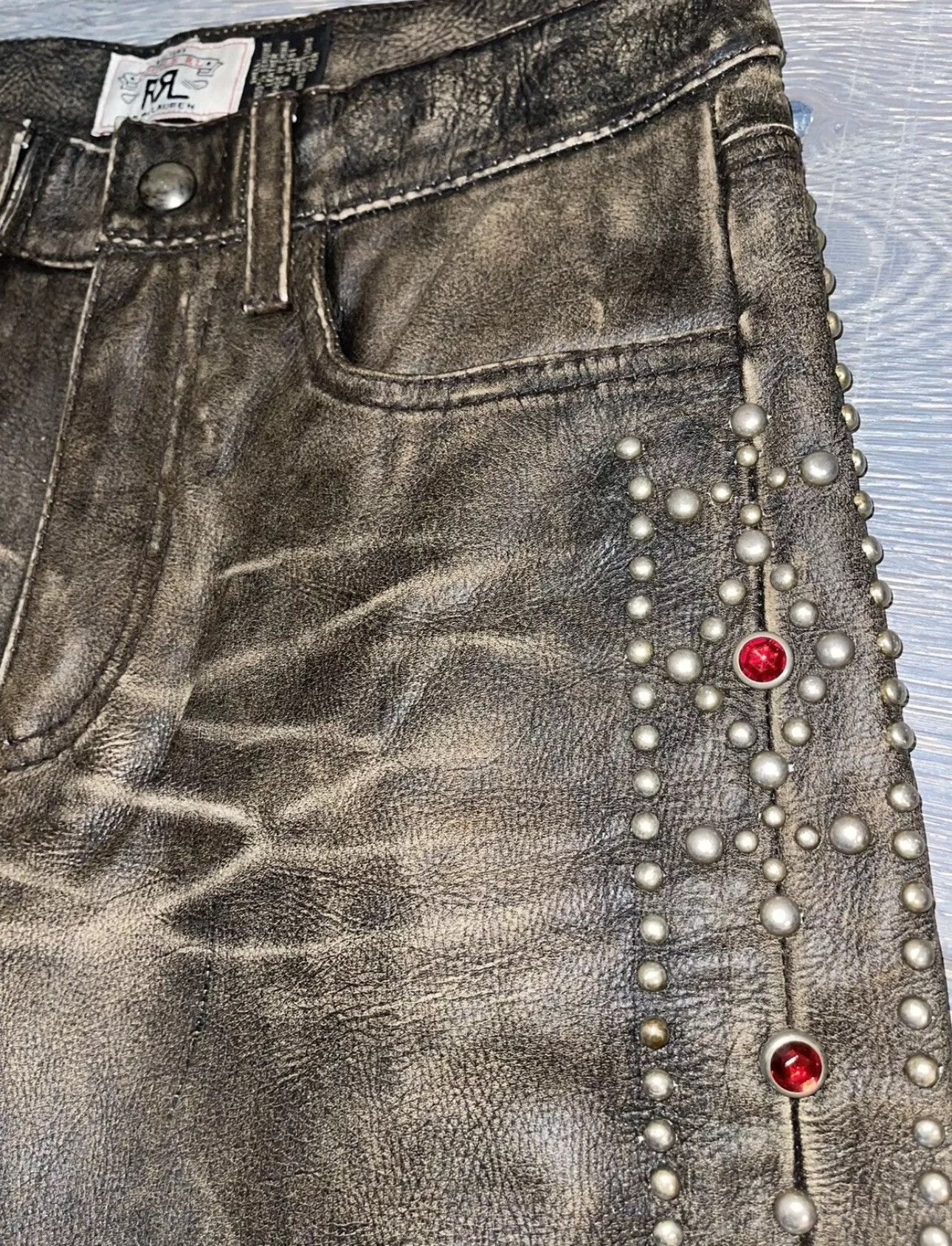 RRL Ralph Lauren Rare Vintage 2008 RRL Ralph Lauren Western Leather Size US 28 / EU 44 - 6 Thumbnail