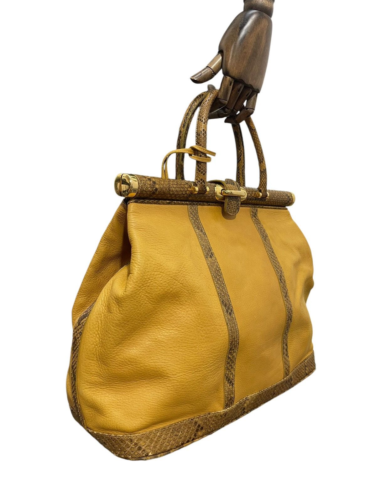 Genuine Leather Full Leather Python Vtg Elegance Italy Hand Bag 1🟩0 Size ONE SIZE - 2 Thumbnail