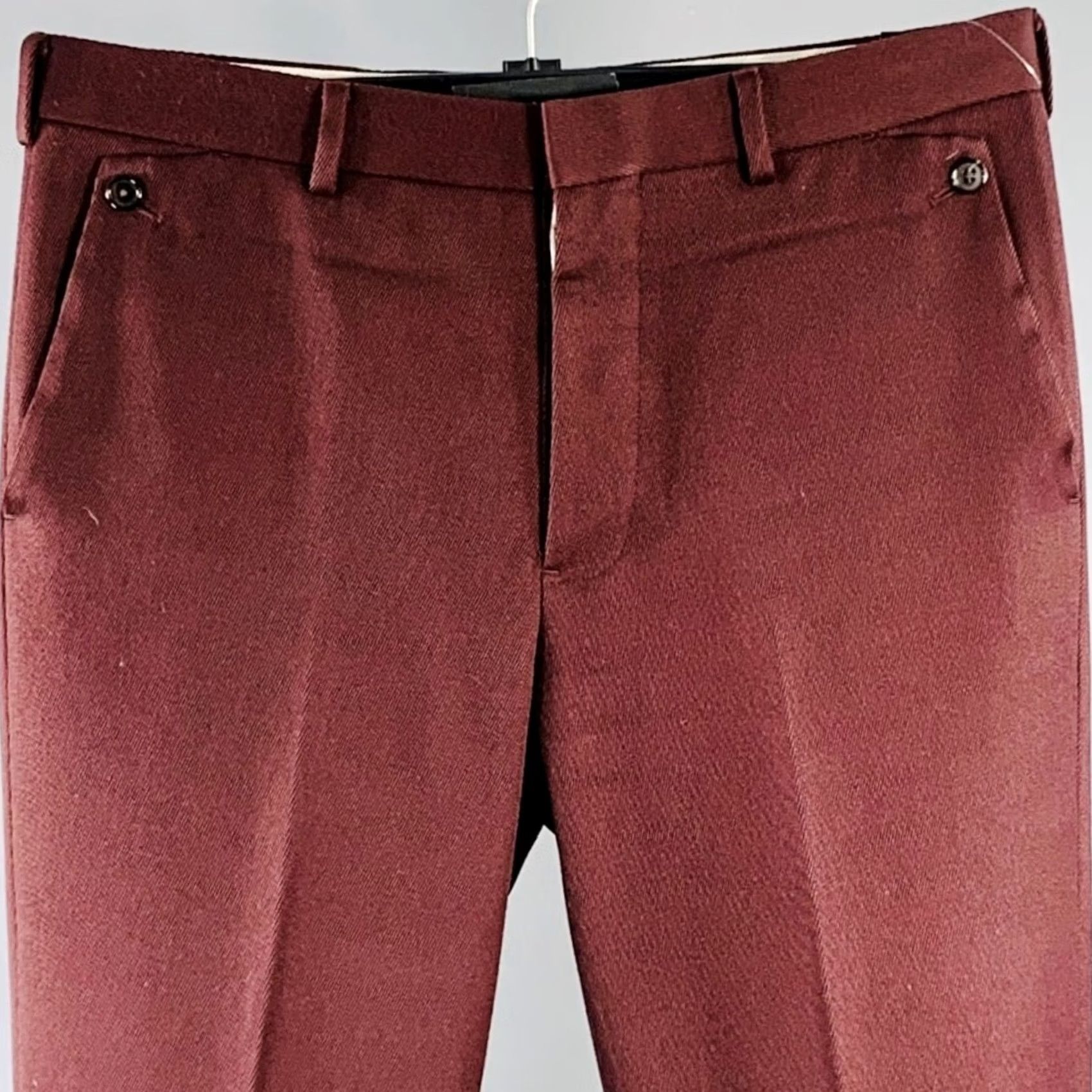 Vintage BLACK FLEECE Dress Pants Burgundy Twill Wool M Men Inseam 27 Button Fly Tapered Wool Pants Size US 31 - 2 Thumbnail
