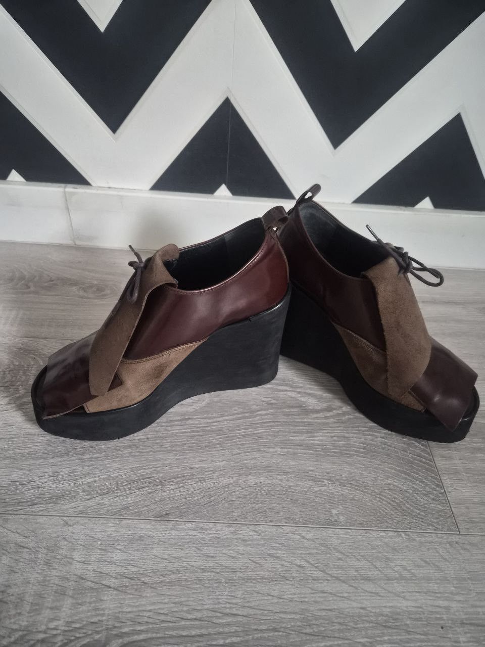 Japanese Brand Koji Kuga RARE Platform Archive 90s Leather Shoes Size US 7.5 / IT 37.5 - 2 Thumbnail