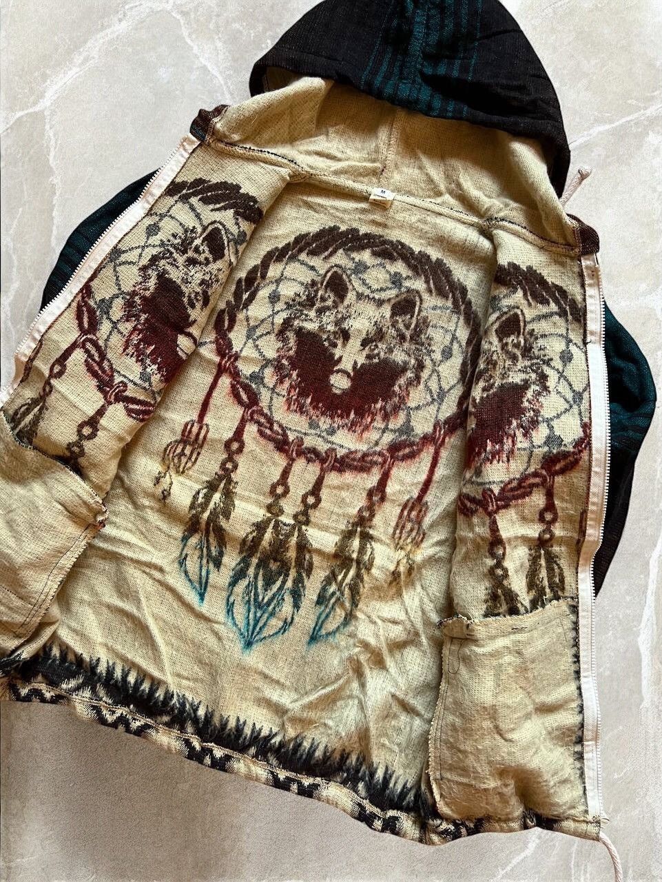 Vintage VINTAGE WOOL ZIP Hoodie WOLVES Indians Y2K Natural Graphic Size US M / EU 48-50 / 2 - 4 Thumbnail