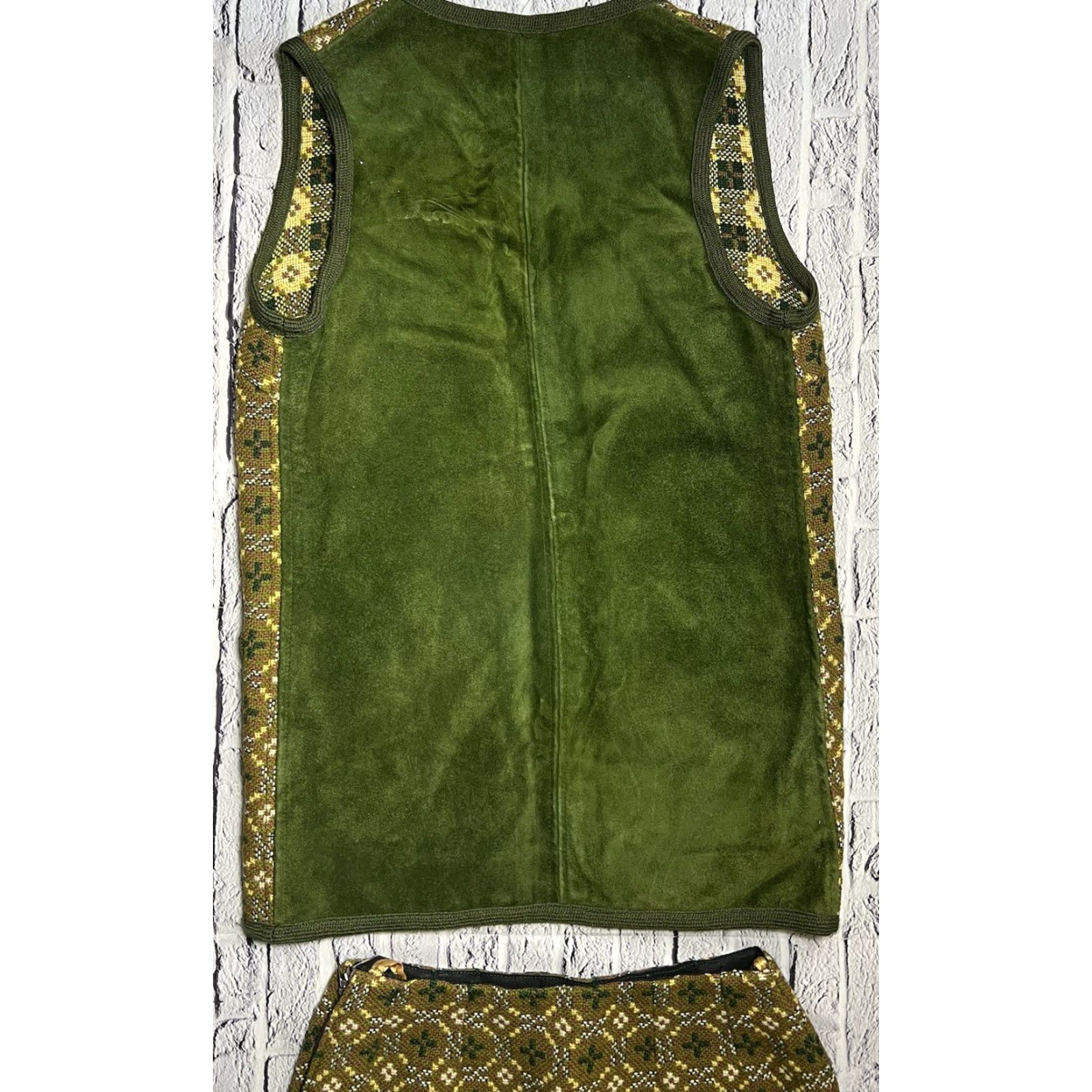 Vintage VINTAGE Welsh Gwydir Garments Pure New Wool/Suede 2pc Skirt Vest Top 34 Small Size XXS / US 00 / IT 34 - 5 Thumbnail
